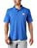 Columbia Men's PFG Fish Series Polo, Vivid Blue/US Flag Graphic, Small
