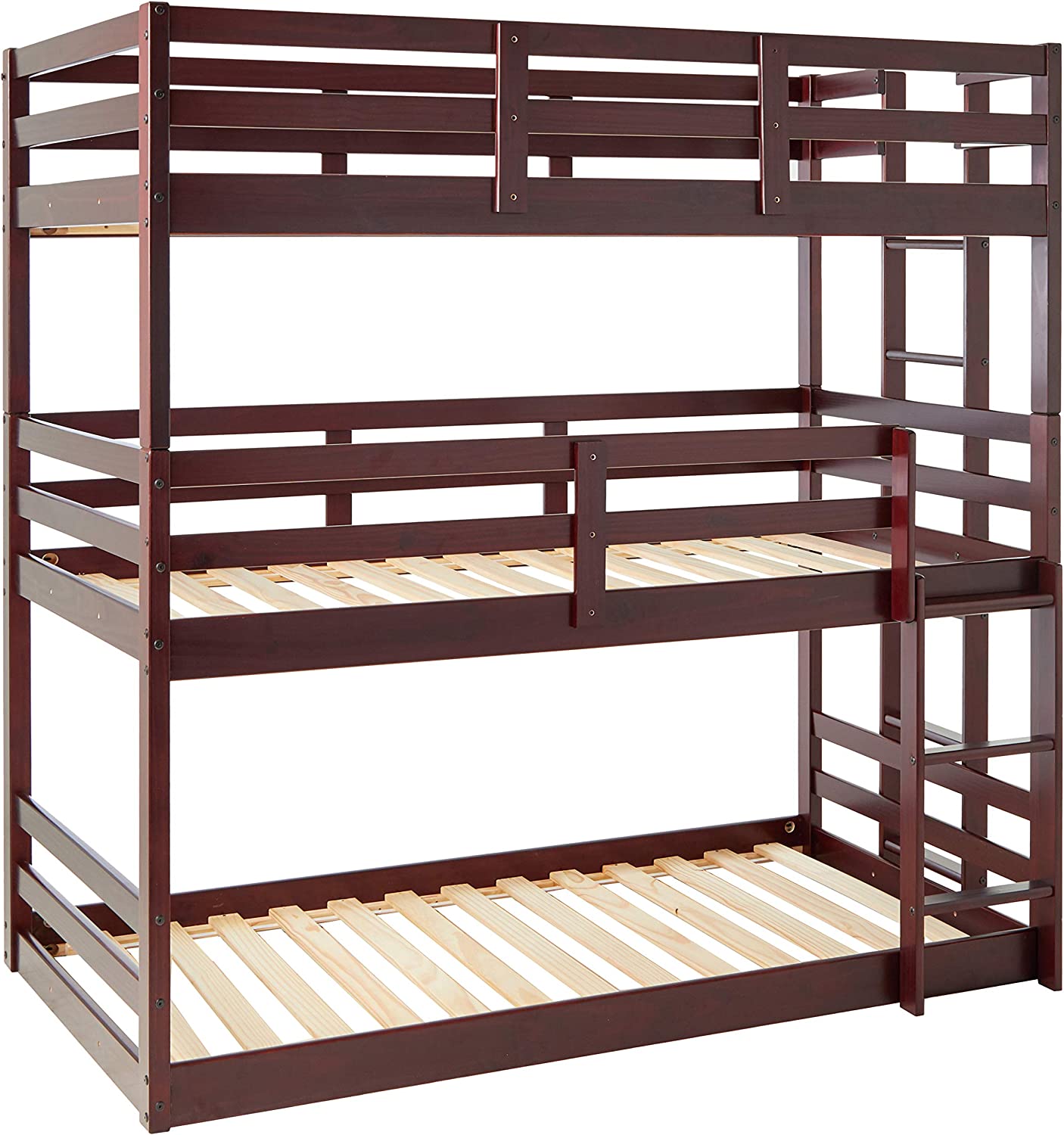 Donco Kids Pine Wood Bunk Bed, Twin-over-Twin-over-Twin, Dark Cappuccino