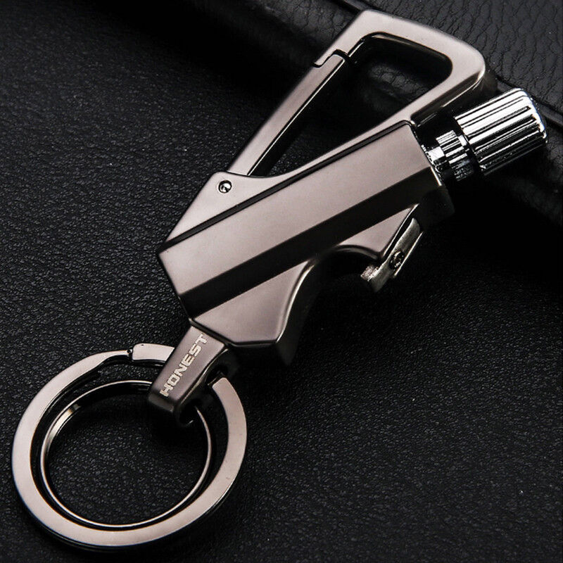 Lighter Metal Carabiner Bottle Opener Keychain Flint Fire Starter Permanent