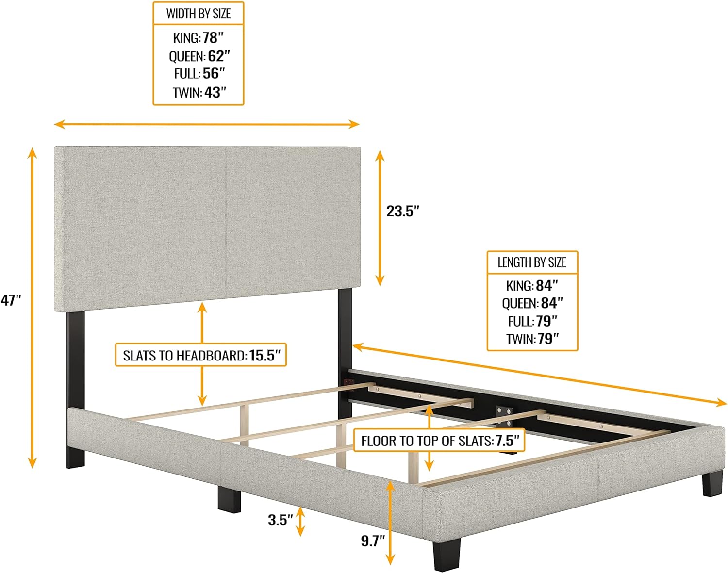 Tivoli Cream Linen Upholstered Platform Bedframe Storage Bed, Platform Bed King
