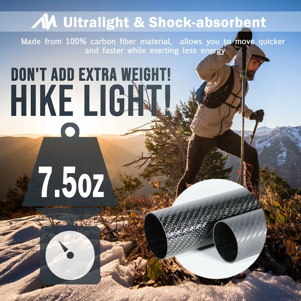 IClover Trekking Walking Hiking Sticks Poles Anti-Shock Adjustable Alpenstock