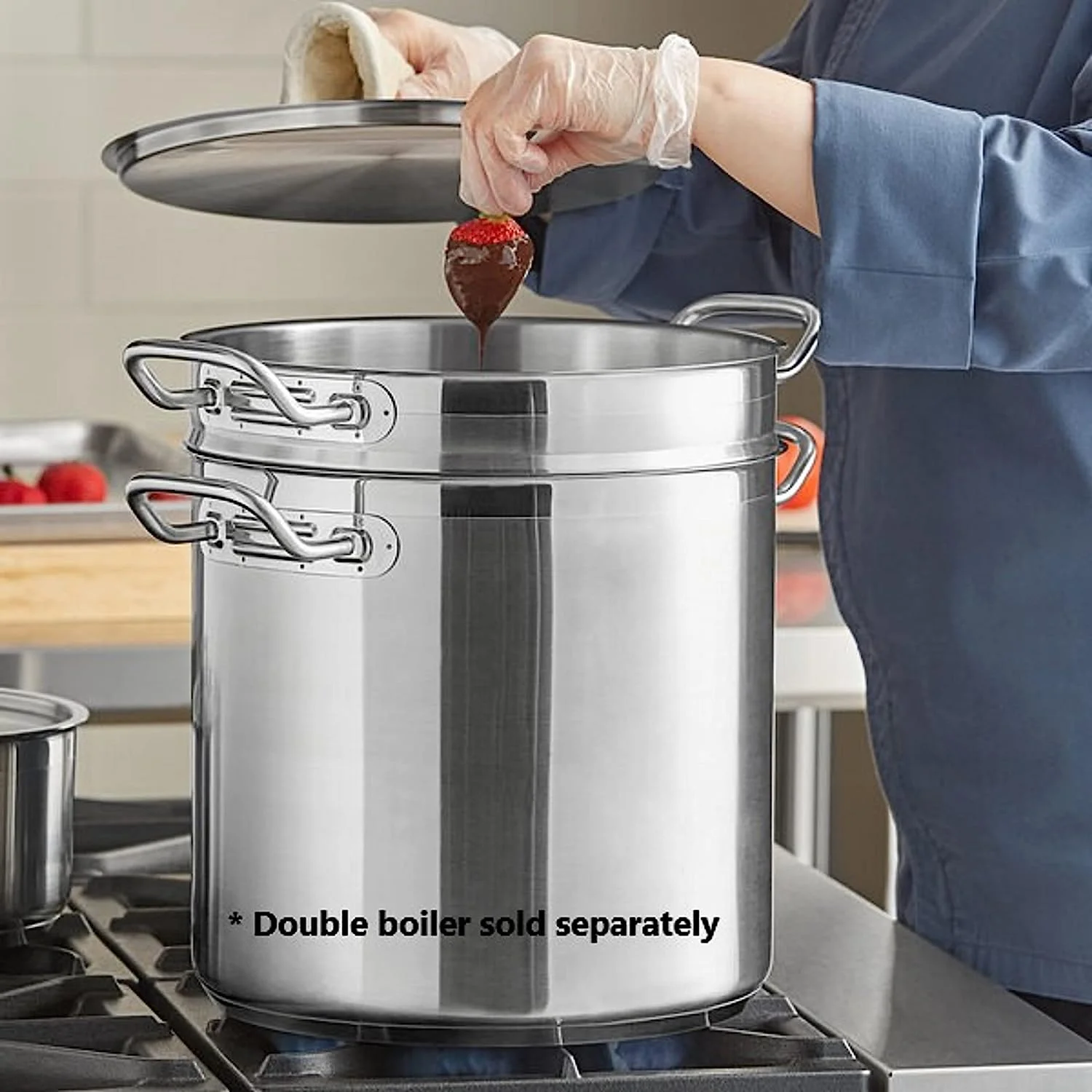 Truecraftware – 16 qt. Stainless Steel Double Boiler Cover- Stainless Steel Pot Cover for Melting Chocolate Candy Butter and Cheese Dishwasher & Oven Safe