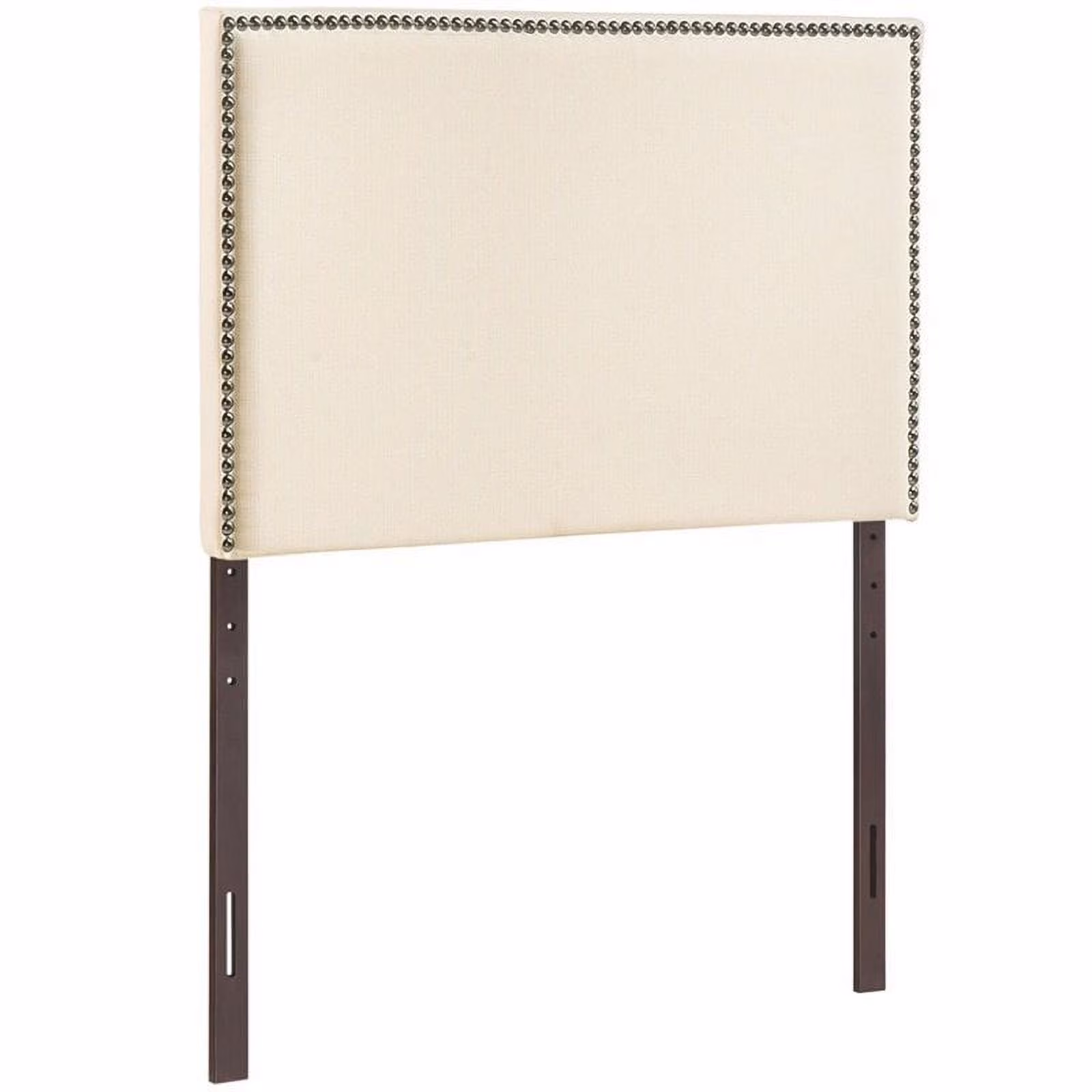 Hawthorne Collections Modern Fabric Upholstered Twin Panel Headboard in Ivory