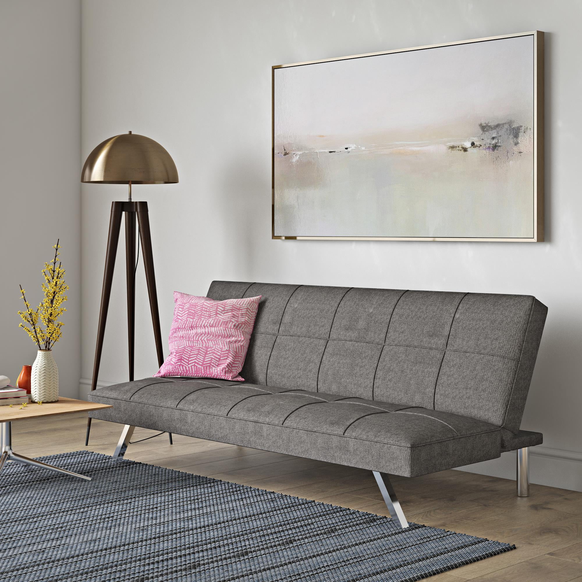 Ucloveria Futon, Sofa Bed Metal Frame, Stainless Leg Simple Design Decor
