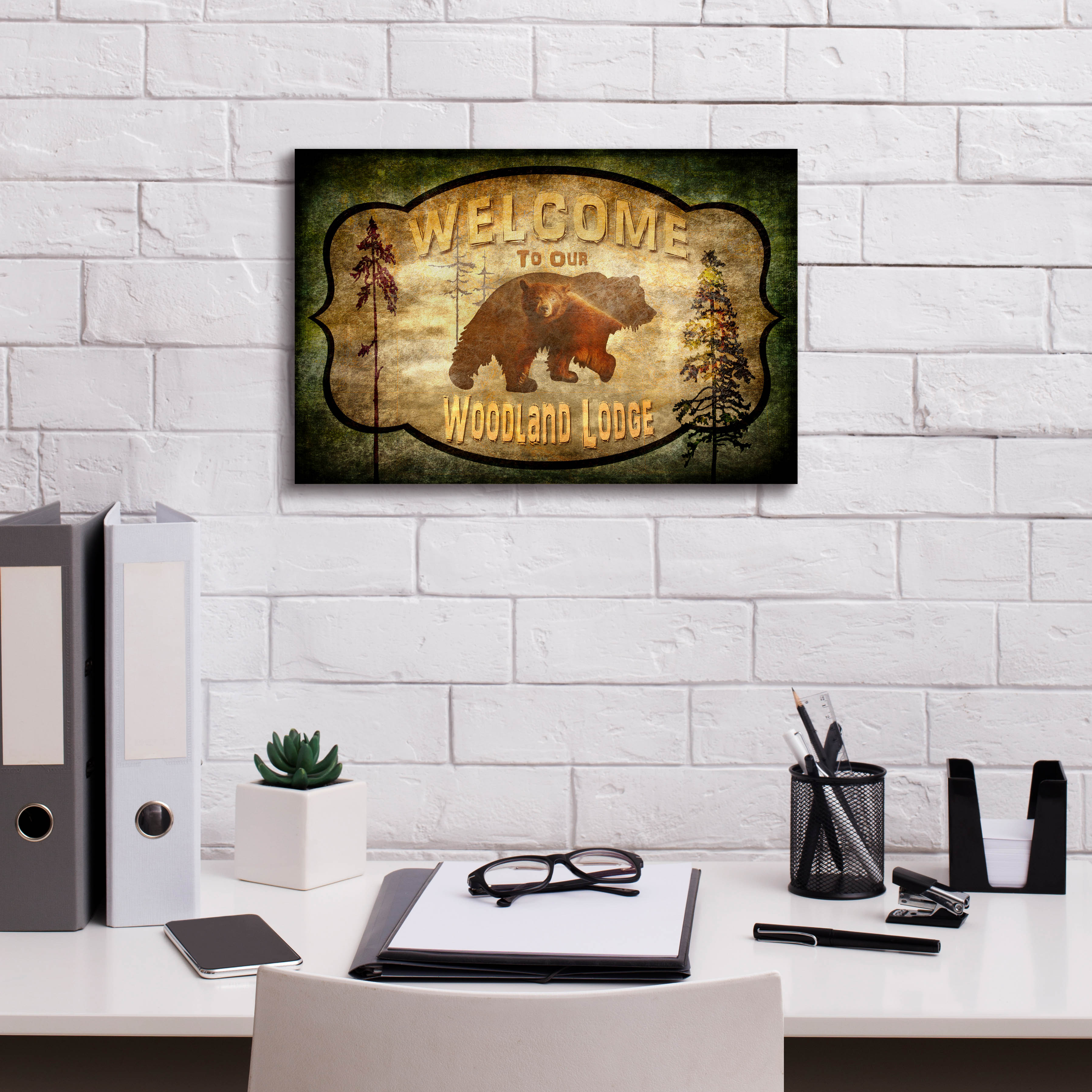 Epic Graffiti 'Welcome Lodge Bear' by Lightbox Journal, Canvas Wall Art, 18