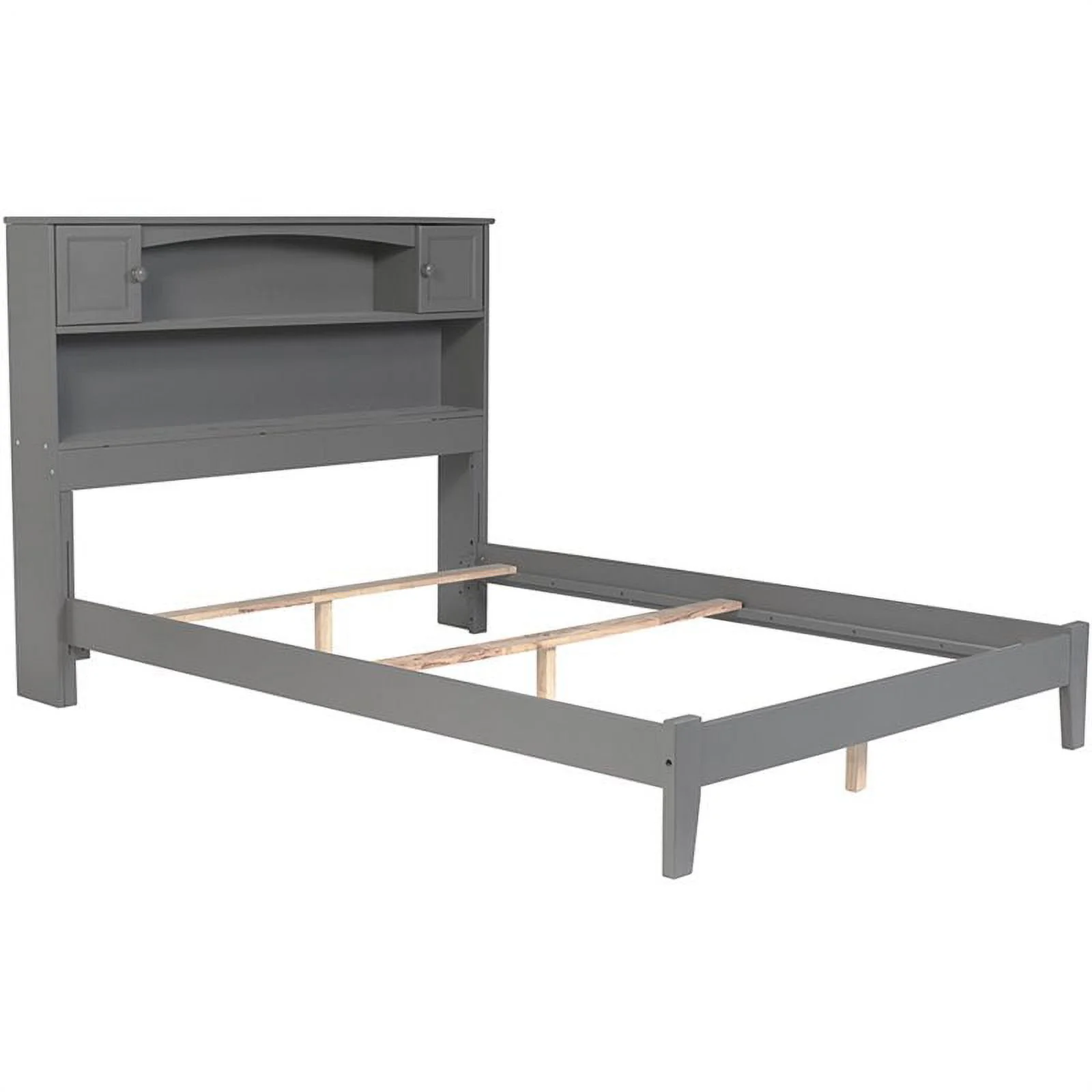 Pemberly Row Traditional Styled Wooden Full Bookcase Bed in Gray