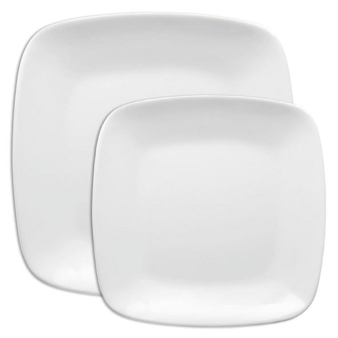 Smarty Solid White Flat Rounded Square Disposable Plastic Dinnerware Value Set, 240 ct