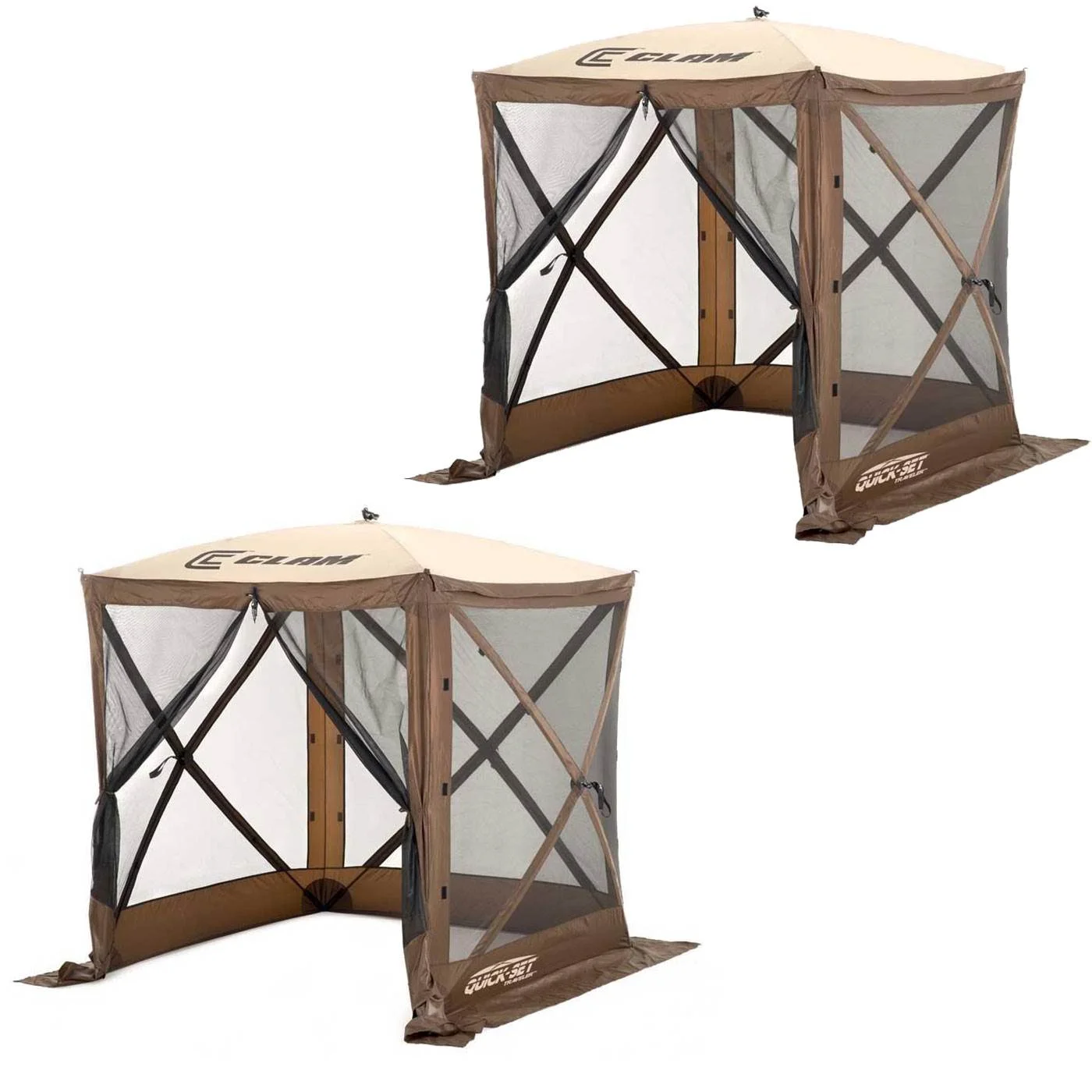 Clam Quick Set Traveler Camping Outdoor Portable Gazebo Canopy Shelter (2 Pack)