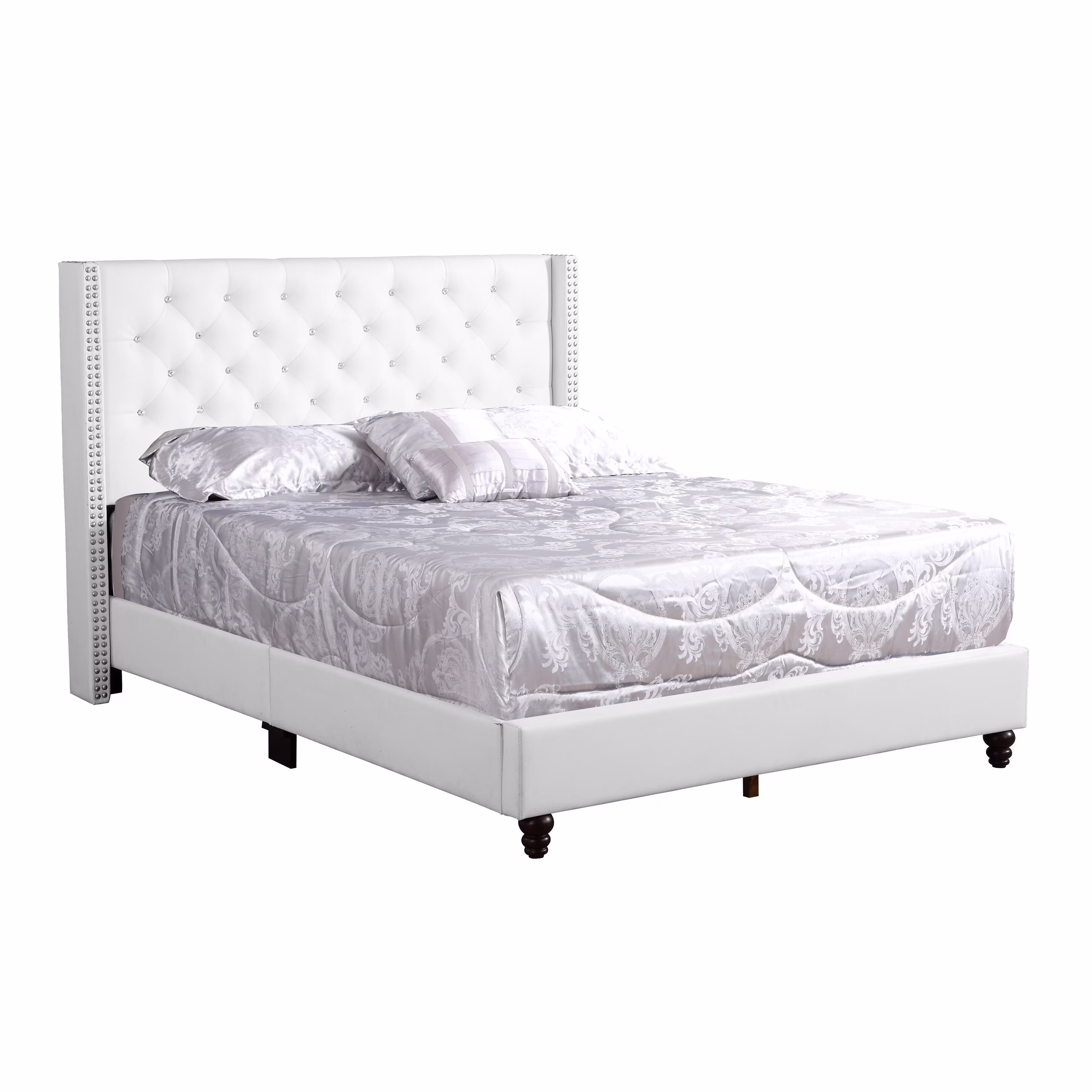 LYKE Home Full Upholstered Bed , White