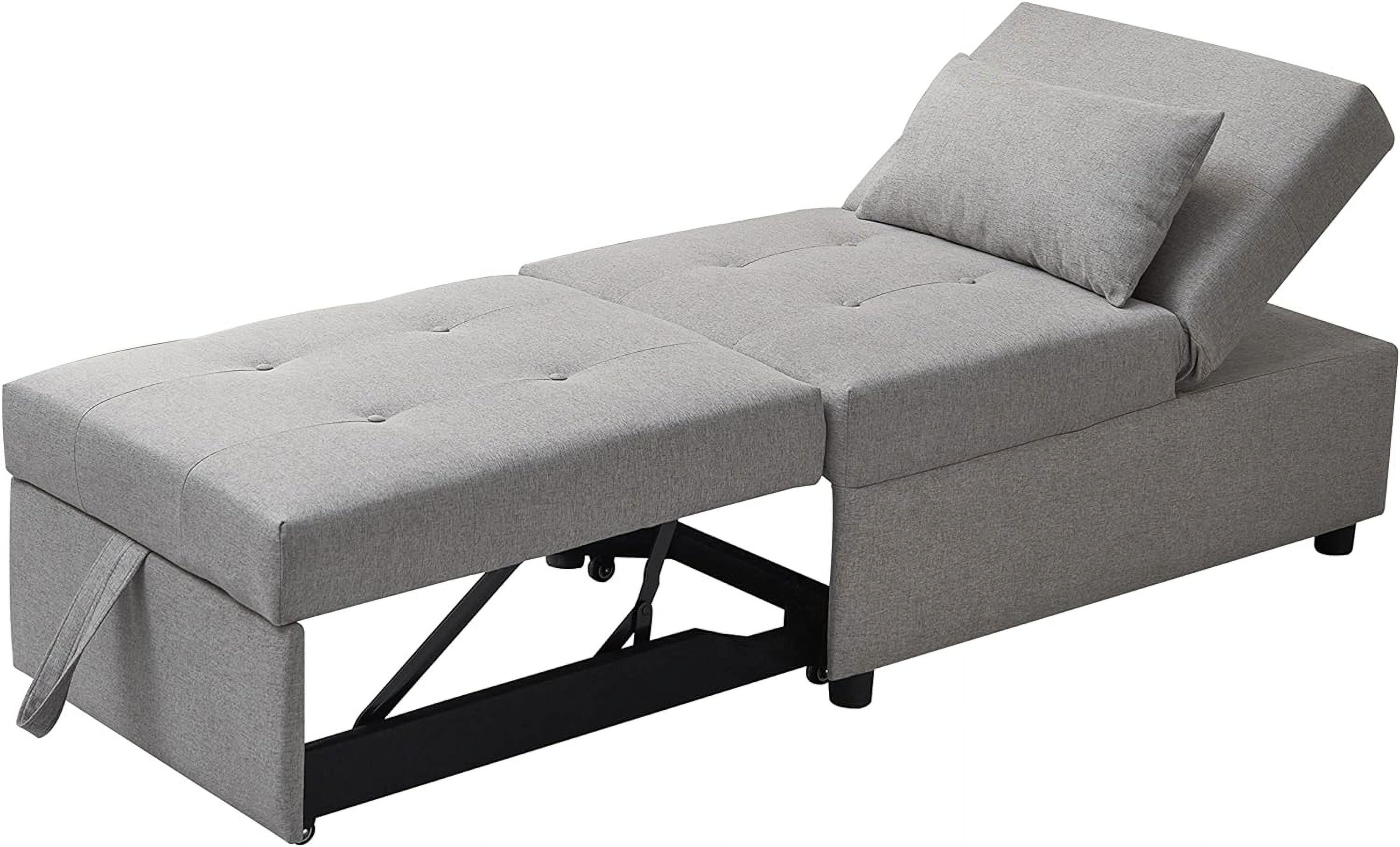MultiFunction Ottoman, Sofa Bed Sleeper, Convertible Chair, Light Grey