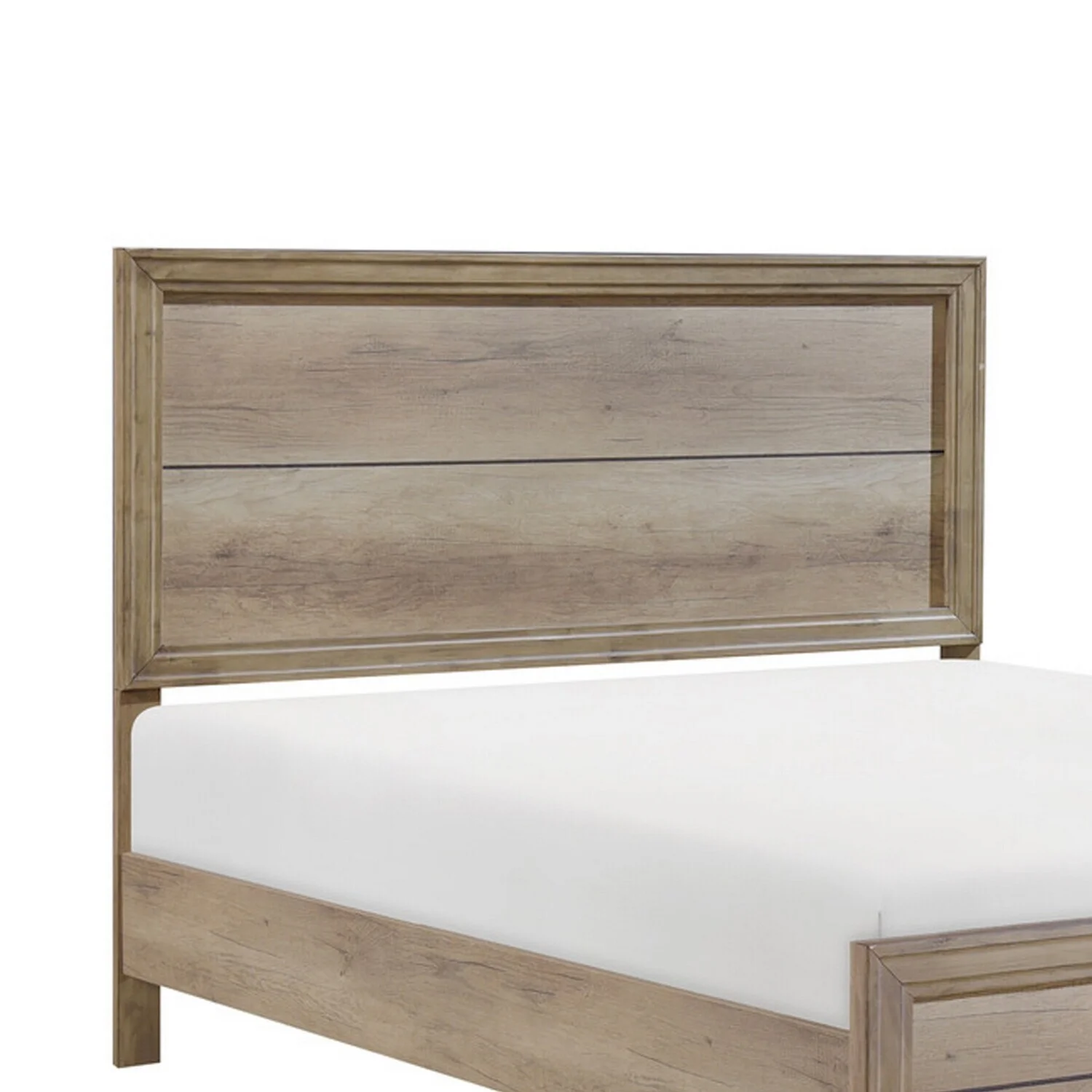 Maykoosh French Country Queen Bed, Rustic Wood Panel Headboard, Natural Brown Finish
