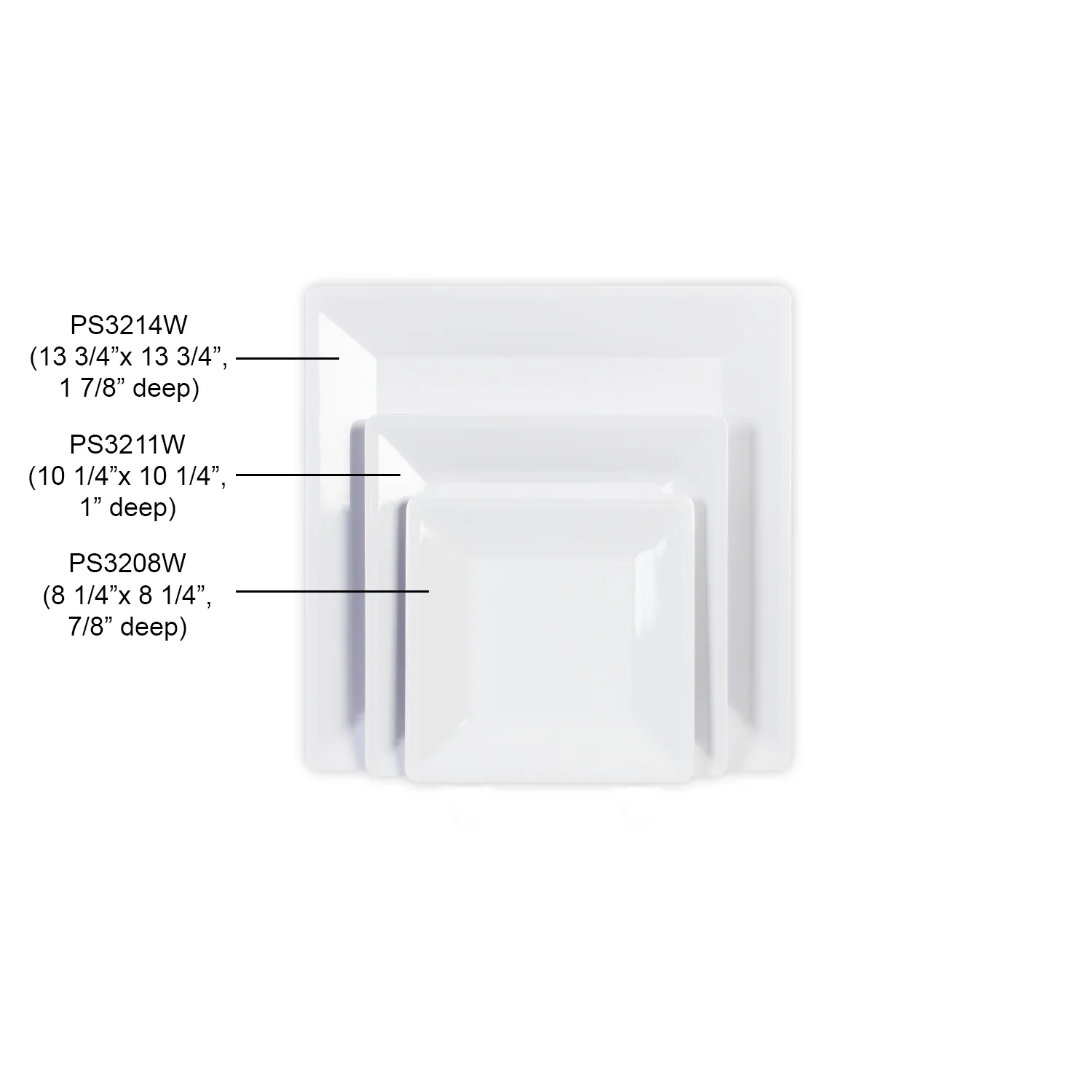 Excellante Passion White Melamine Dinnerware Collection 8.25 X 8.25 Inch Square Plate, 1.75 Inch Deep, Comes in Each