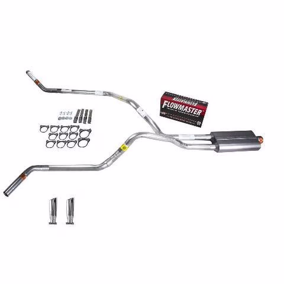 Silverado 07-13 dual exhaust 2.5 pipe Flowmaster 50 RC Tip Corner exit