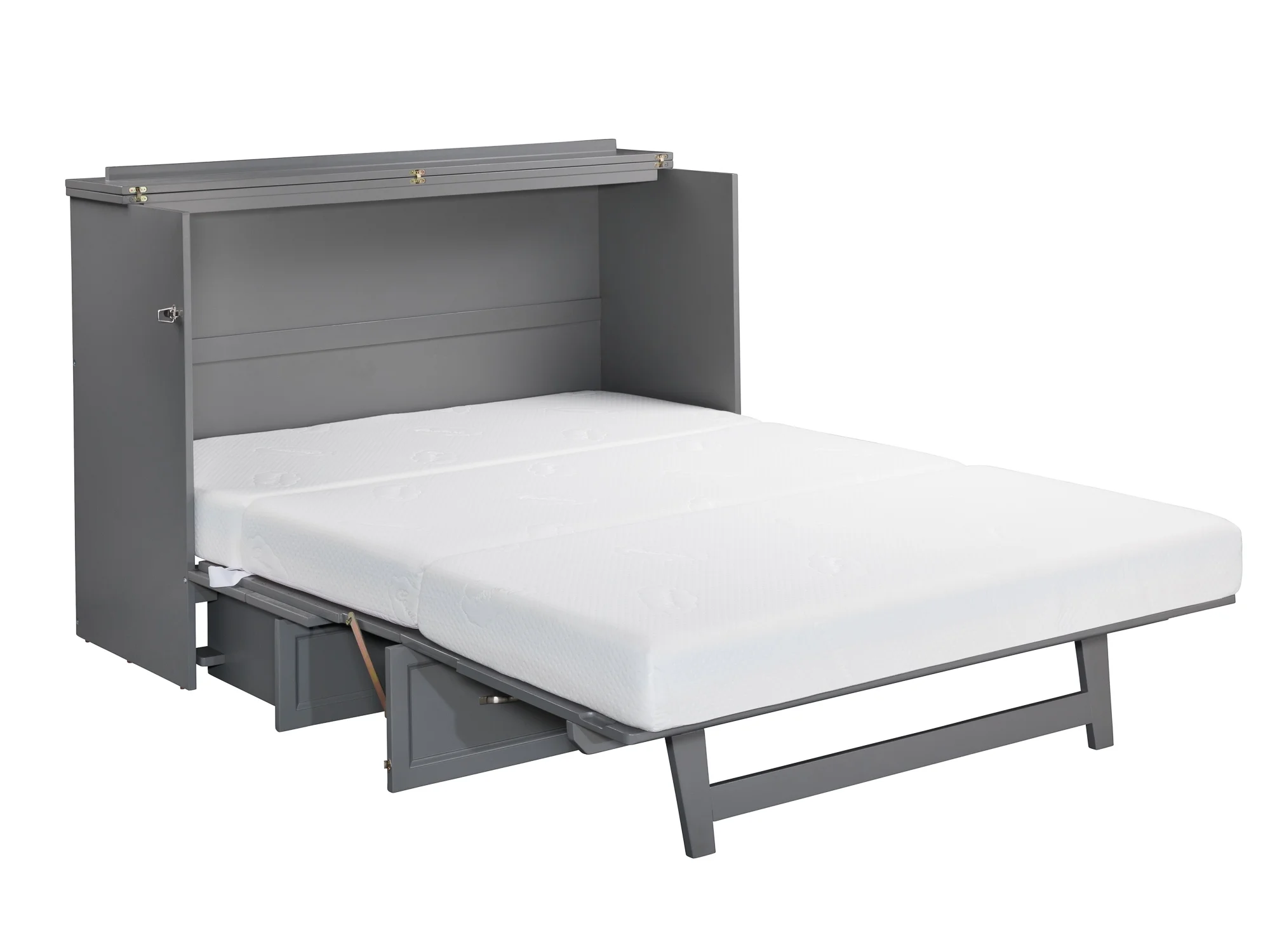 Deerfield Murphy Bed Chest Queen Atlantic Grey with Charging Station