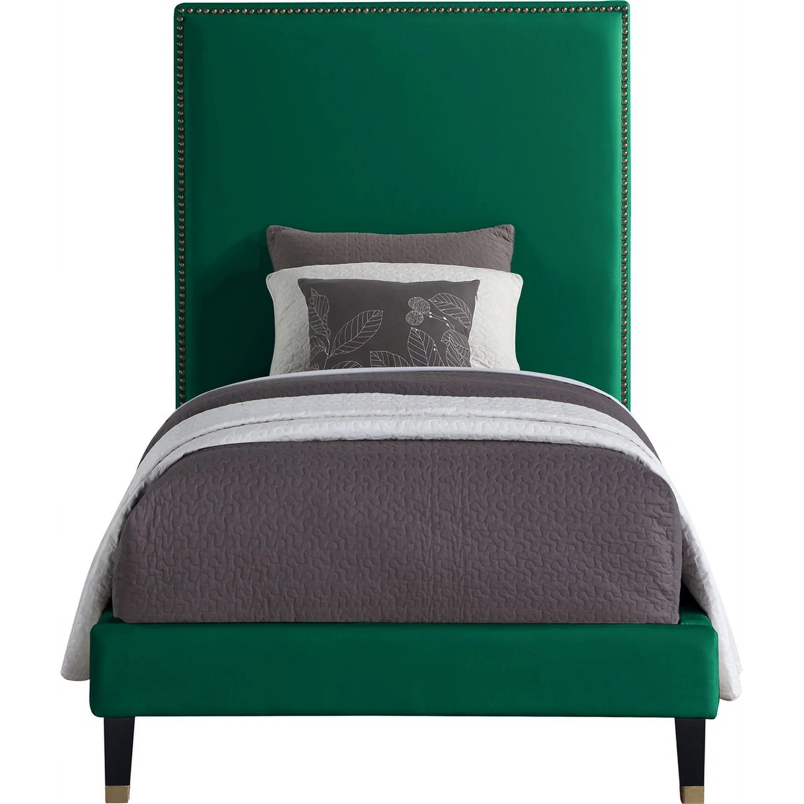 Meridian Furniture Harlie Green Velvet Twin Bed
