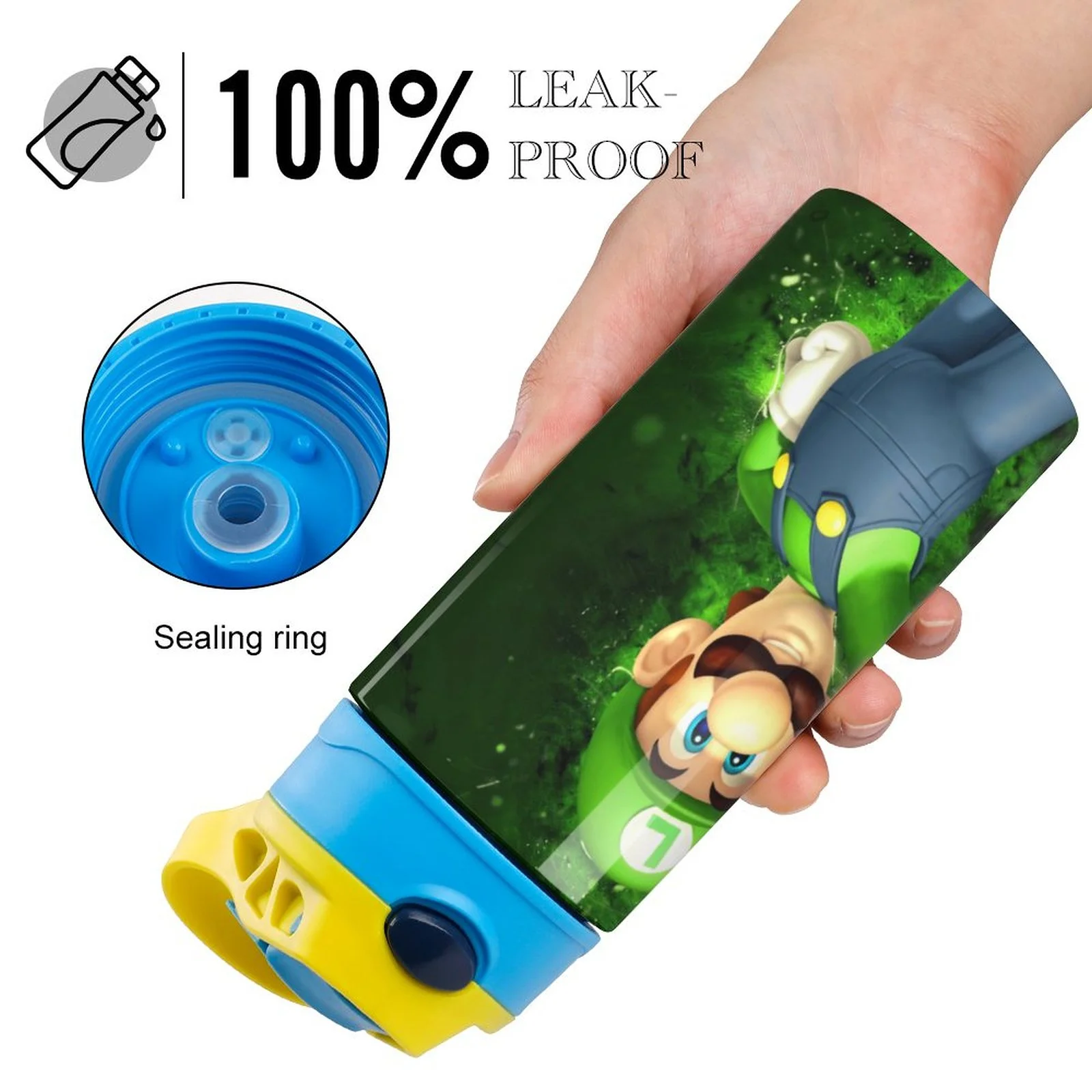 Cartoon Role Luigi's Mansion Kid's Insulated Water Bottle With Straw Vacuum Stainless Steel Cup Leak-Proof Children Toddler Thermoses