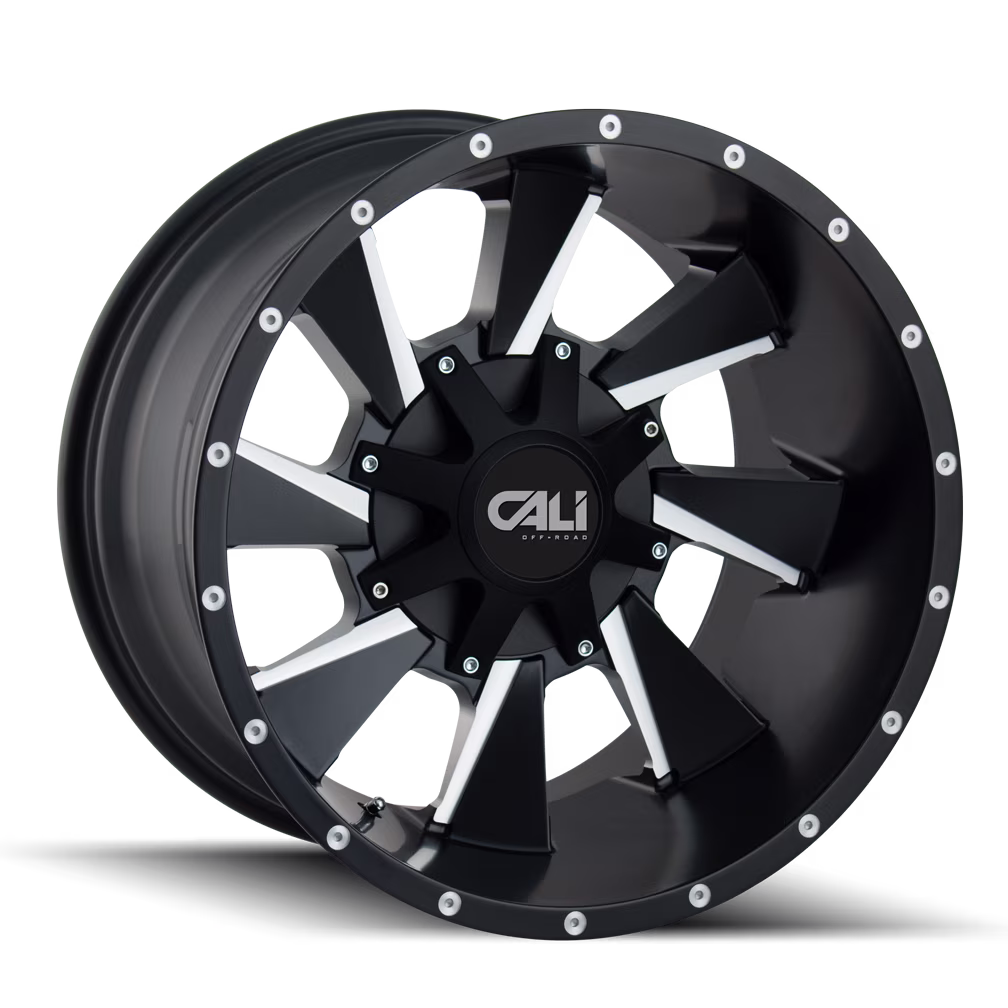 CALI OFF-ROAD DISTORTED-9106 20X12 8X180 -44ET 124.1CB SATIN BLACK/MILLED SPOKES