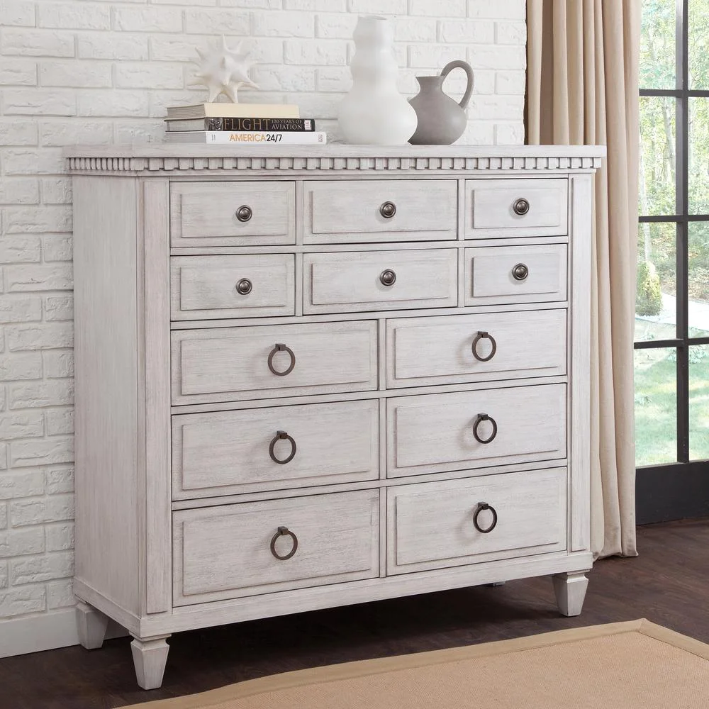 American Woodcrafters Salter Path Wood Gentlemen's Chest in Oyster White