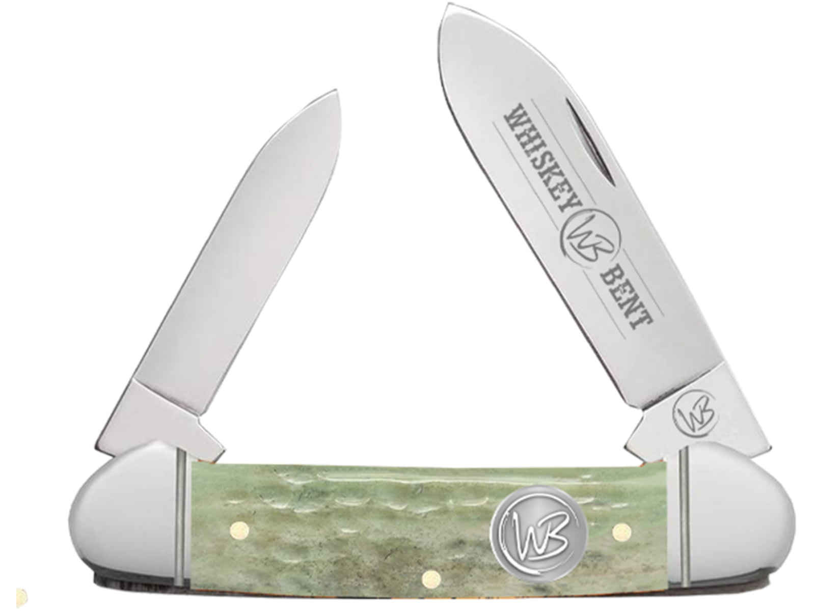 Whiskey Bent Knives Canoe Folding Knife, Spear & Pen Blades, 440 Steel Blade, 3.