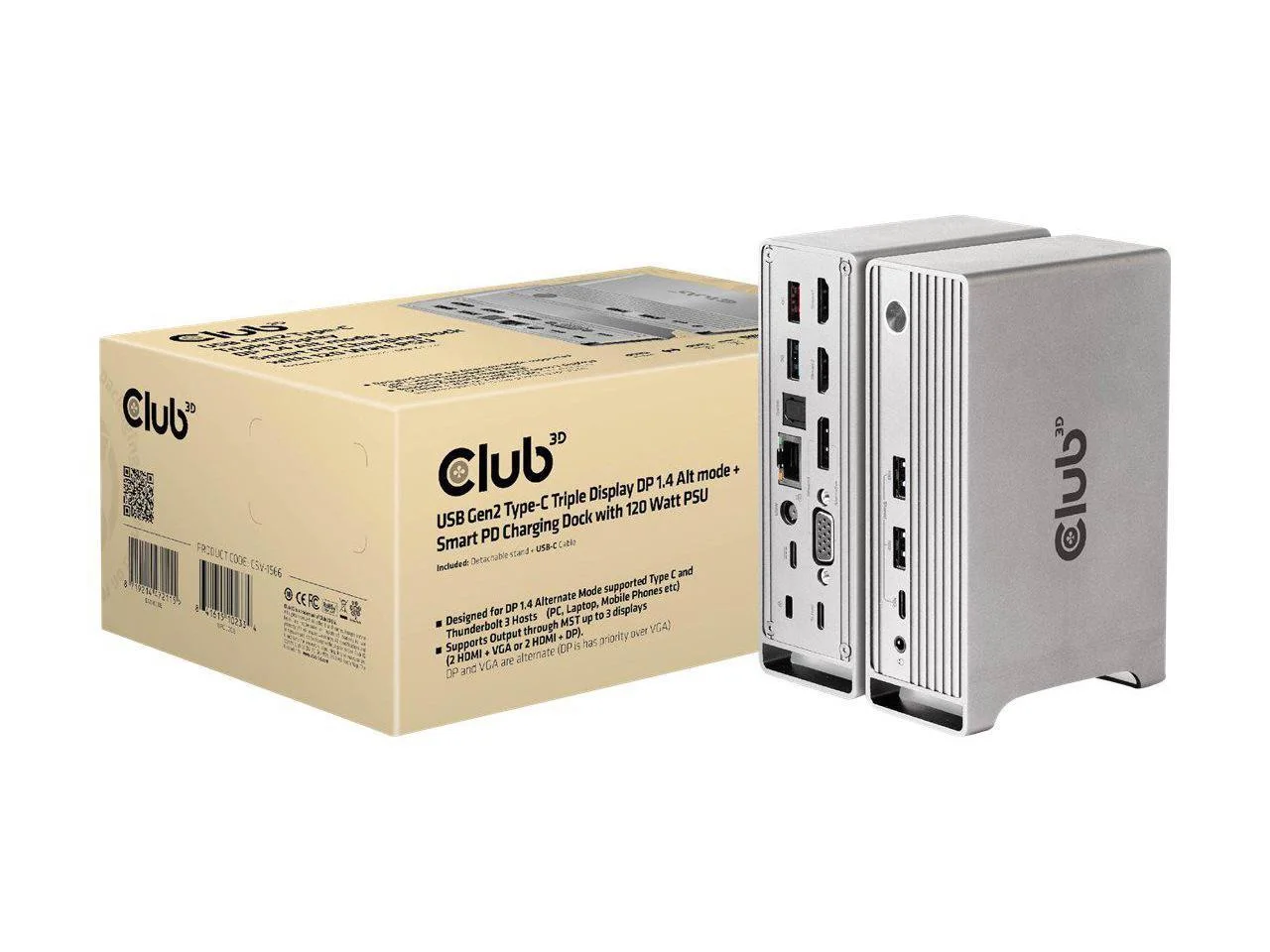 Club 3D CSV-1568 USB-C GEN2 Triple Display DP ALT Mode + Smart PD Charging Dock