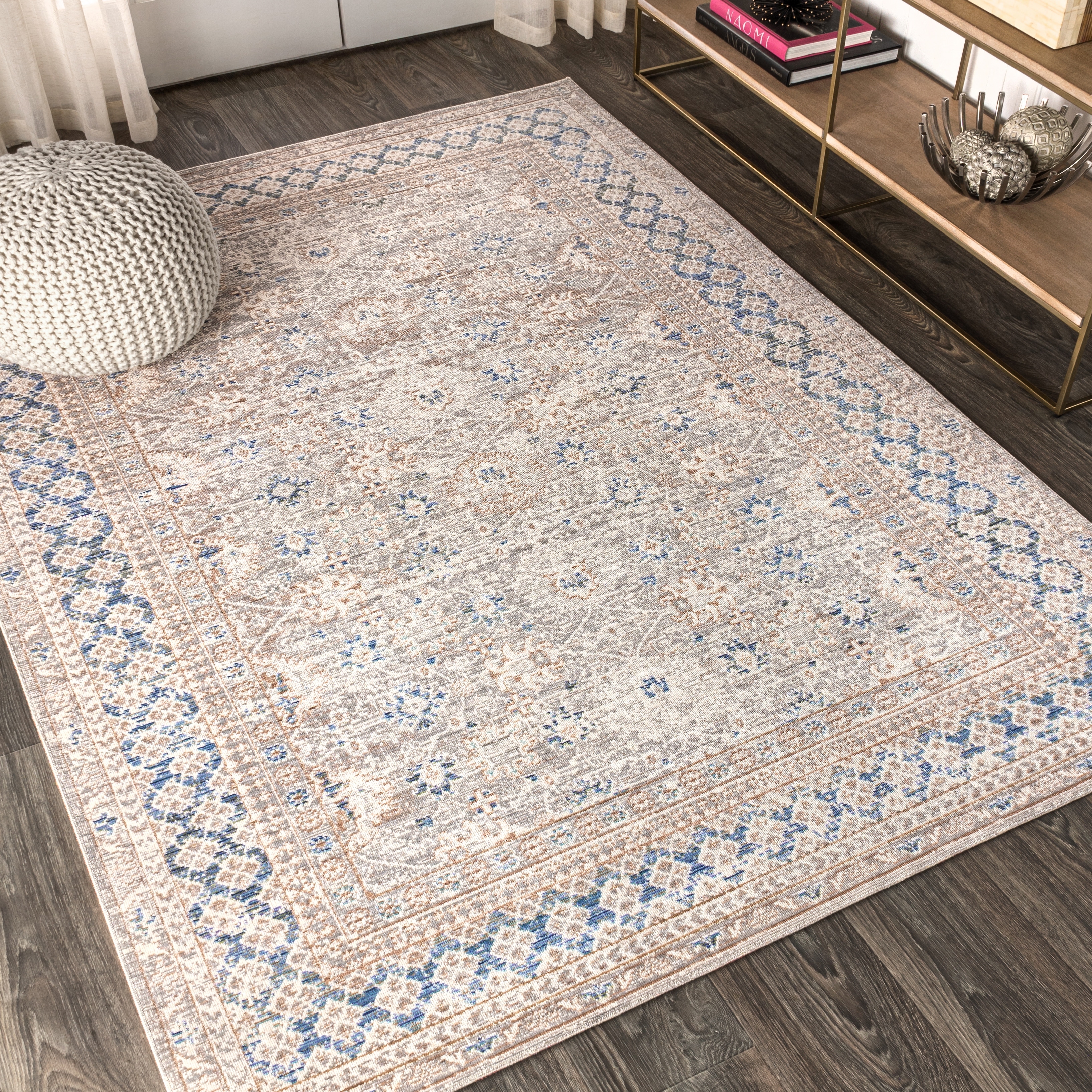 JONATHAN Y JONATHAN  Y Xlendi English Country Argyle Area Rug 4 X 6 - Blue/Gold