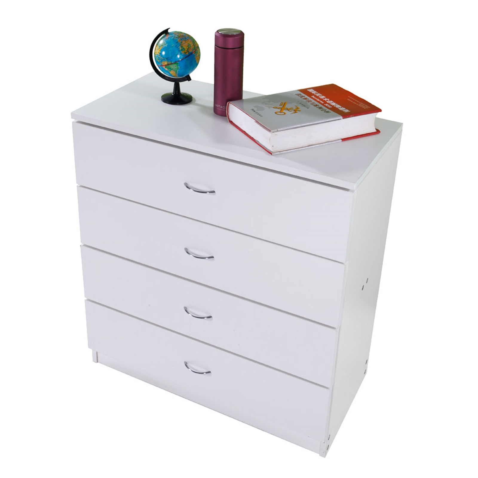 MDF Wood Simple 4-Drawer Dresser White