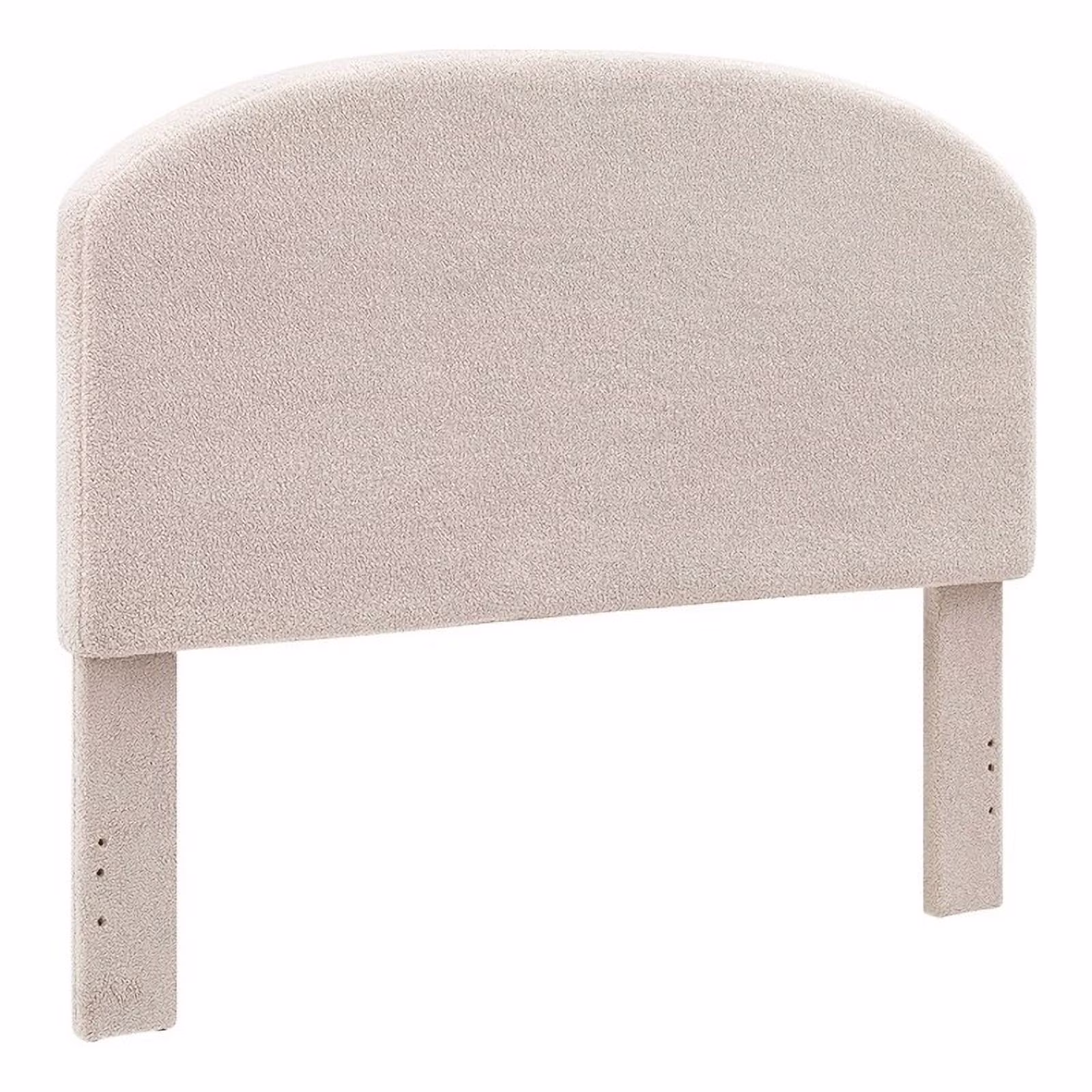 Linon Tristan Full Queen Sherpa Upholstered Rounded Headboard in Off White