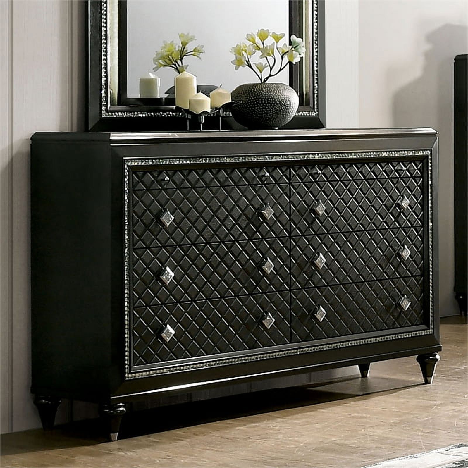 Furniture of America Braylene Wood 8-Drawer Dresser in Metallic Gray