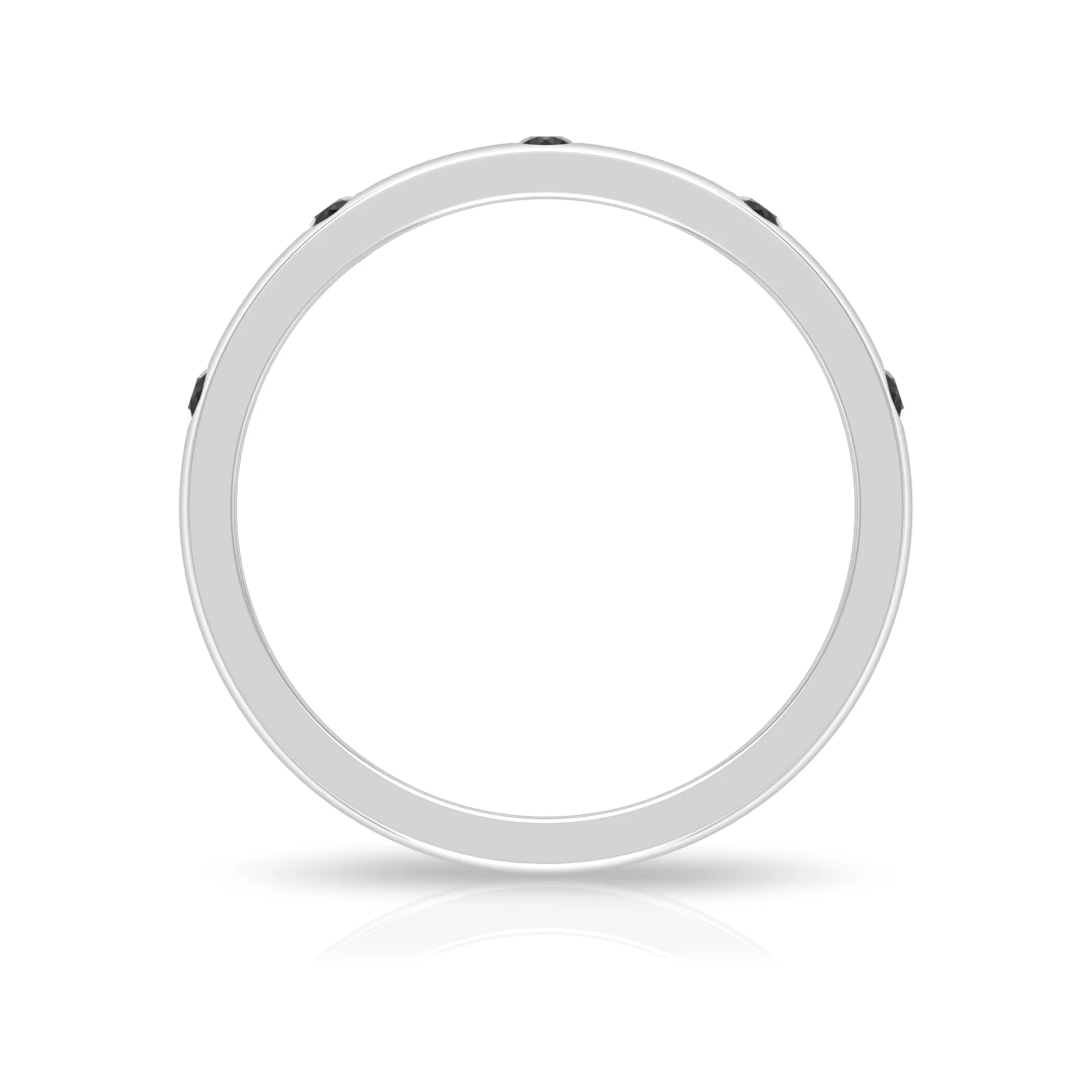 Elegant Black Onyx Stackable Band Ring in Gypsy Setting, 925 Sterling Silver, US 4.00