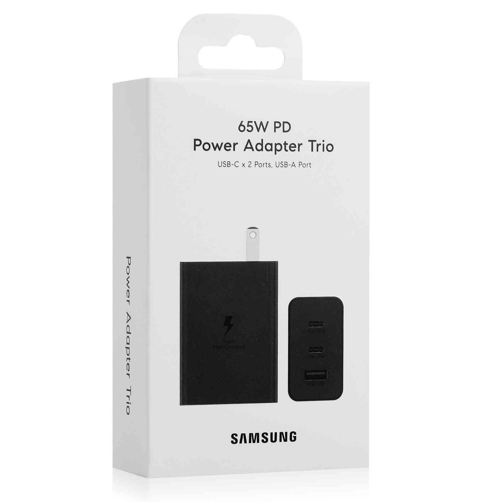 65W Fast Travel Charger with 3 Ports - USB & Dual USB-C - High-Speed Charging for Samsung Galaxy Tab S3 9.7/C7 Pro/A7 (2017)/A5 (2017)/C9 Pro iPhone, Samsung Galaxy, Laptops, Phones Google Pixel