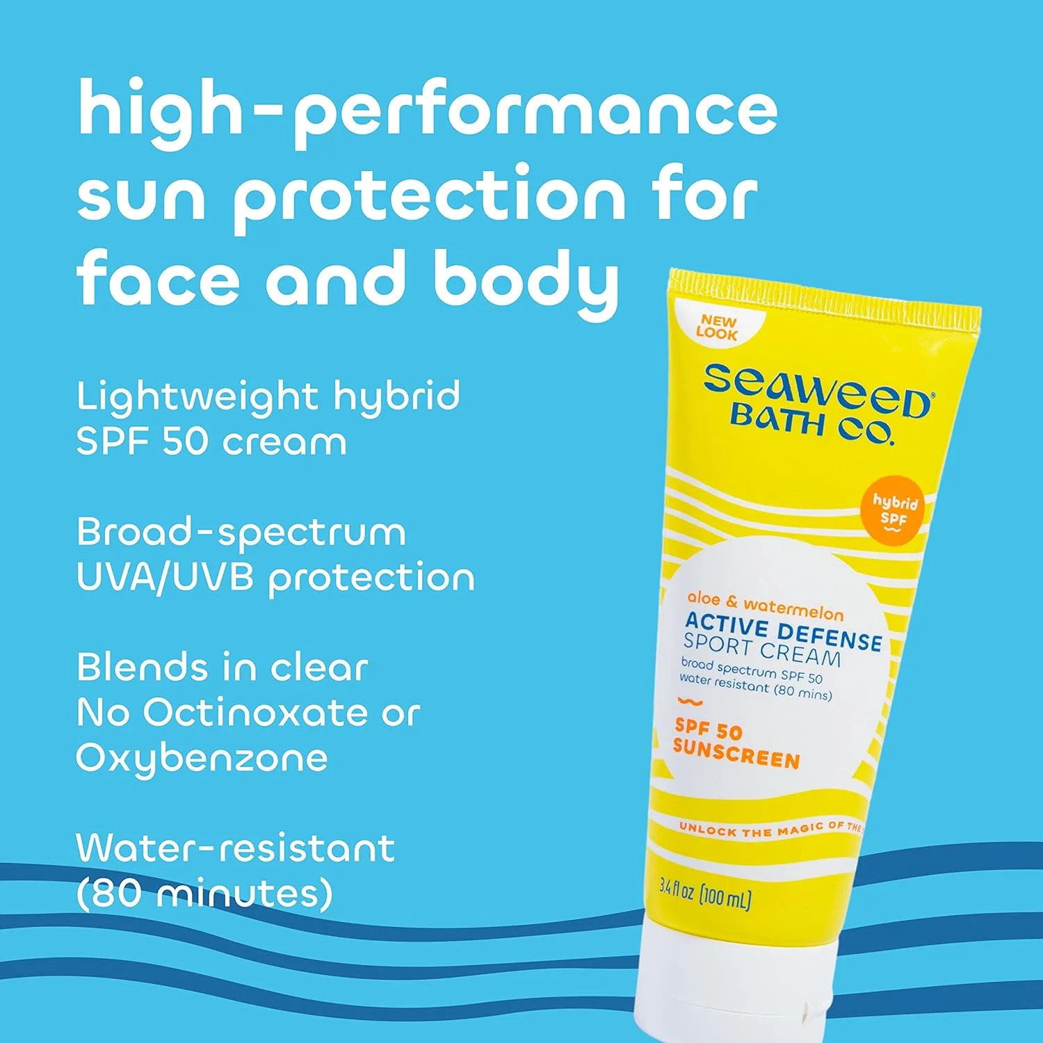 The Seaweed Bath Co Sunscreen - Active Defense SPF 50 Sport - 3.4 fl oz