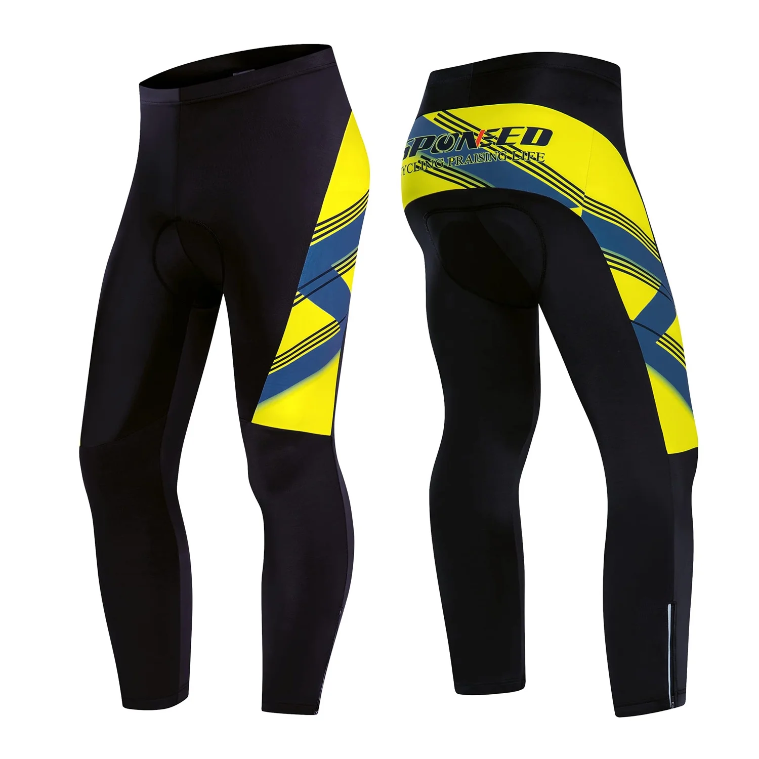 Sponeed Bike Jersey Mens Winter Clothing Long Sleeve Suit Cycling Shirts MTB Pants Yellow M