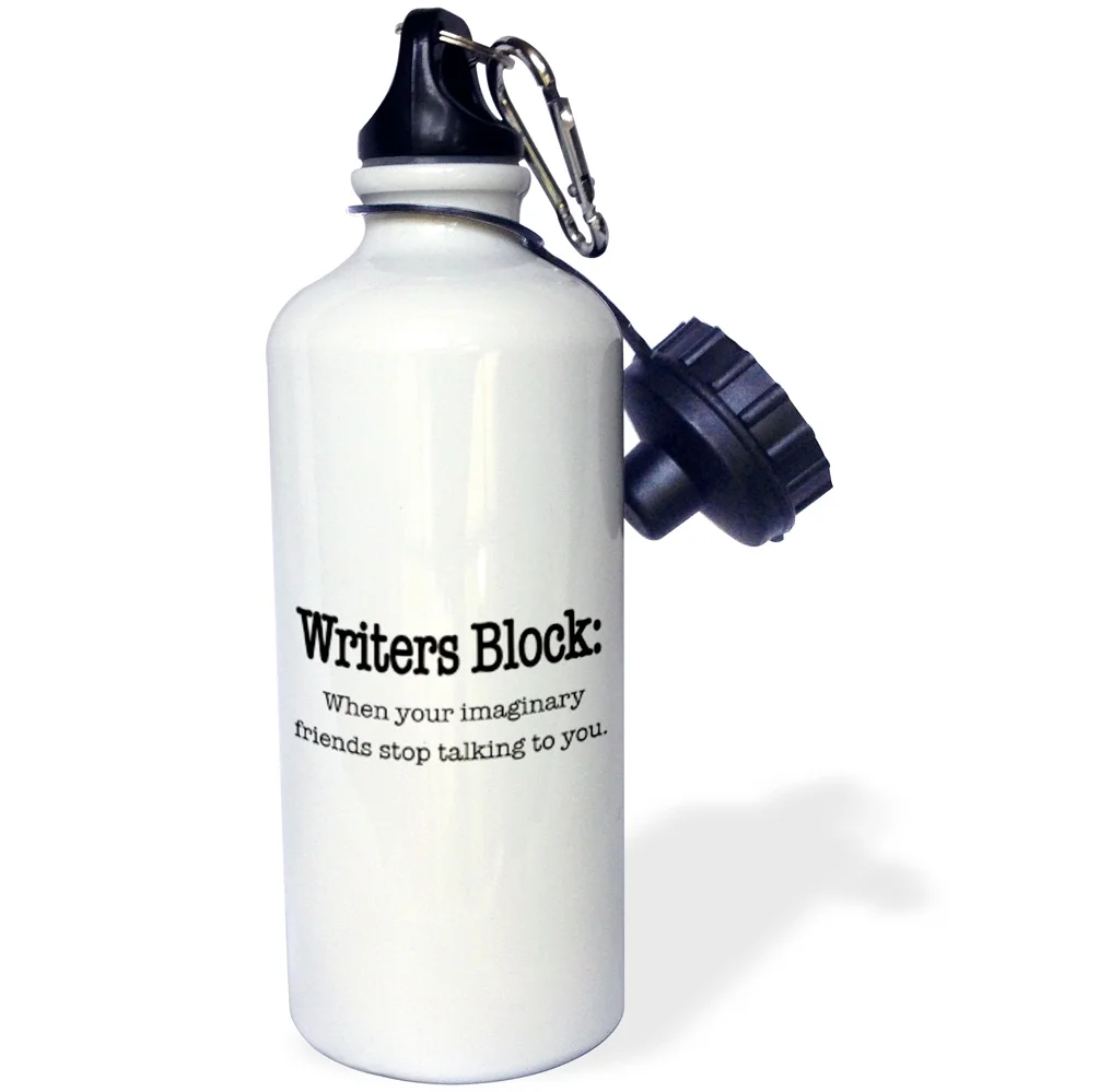 3dRose Writers block when your imaginary friends stop talking to you, Sports Water Bottle, 21oz