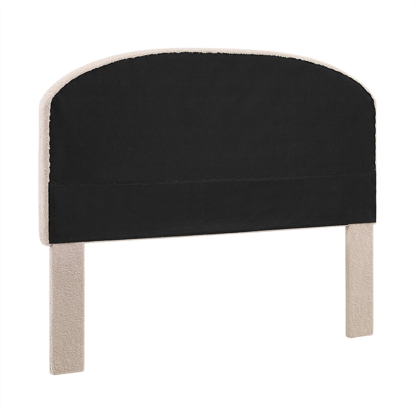 Linon Tristan Full Queen Sherpa Upholstered Rounded Headboard in Off White