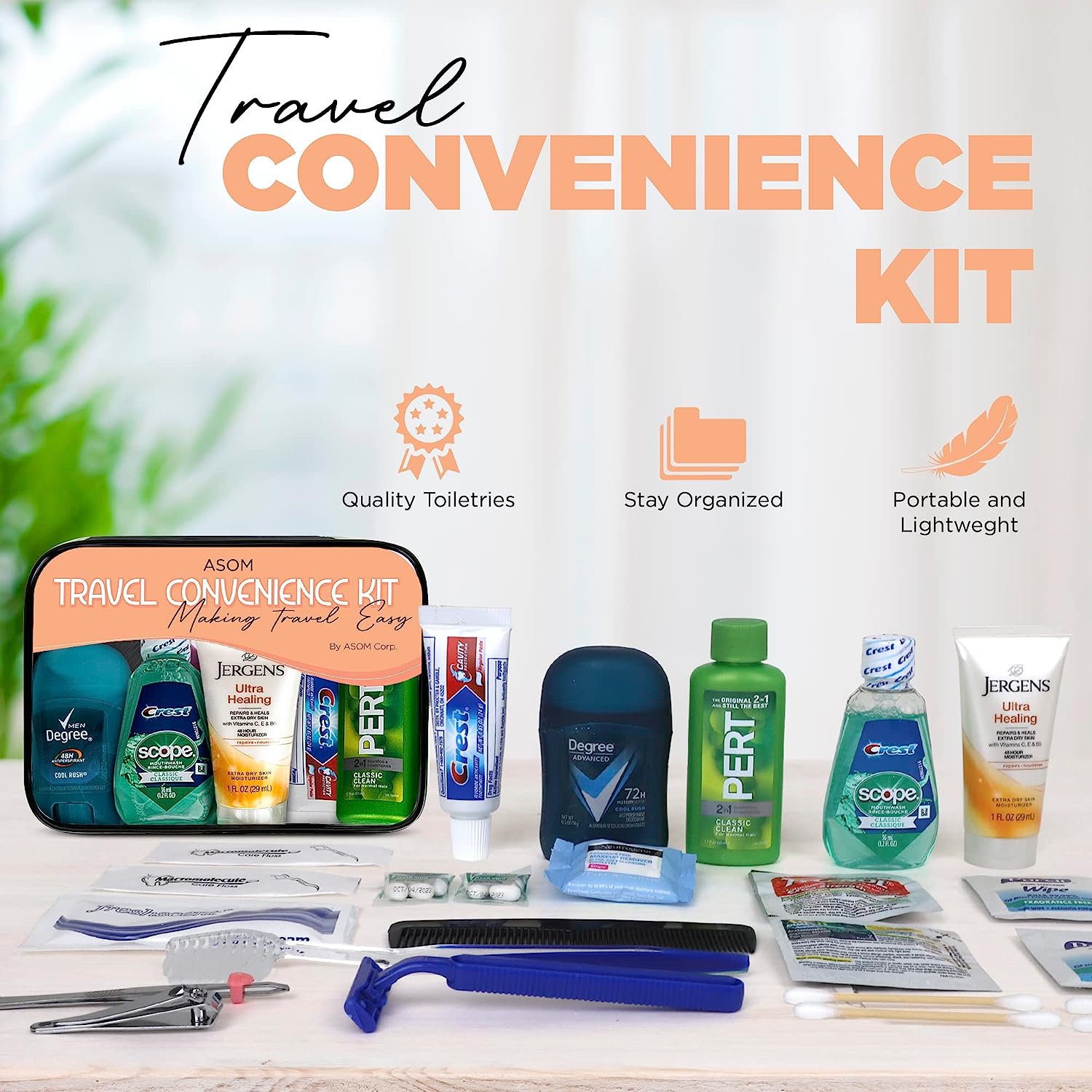 Unisex Toiletry Travel Kit, TSA Approved Personal Care Toiletries Hygiene Essentials Set, 20 Piece