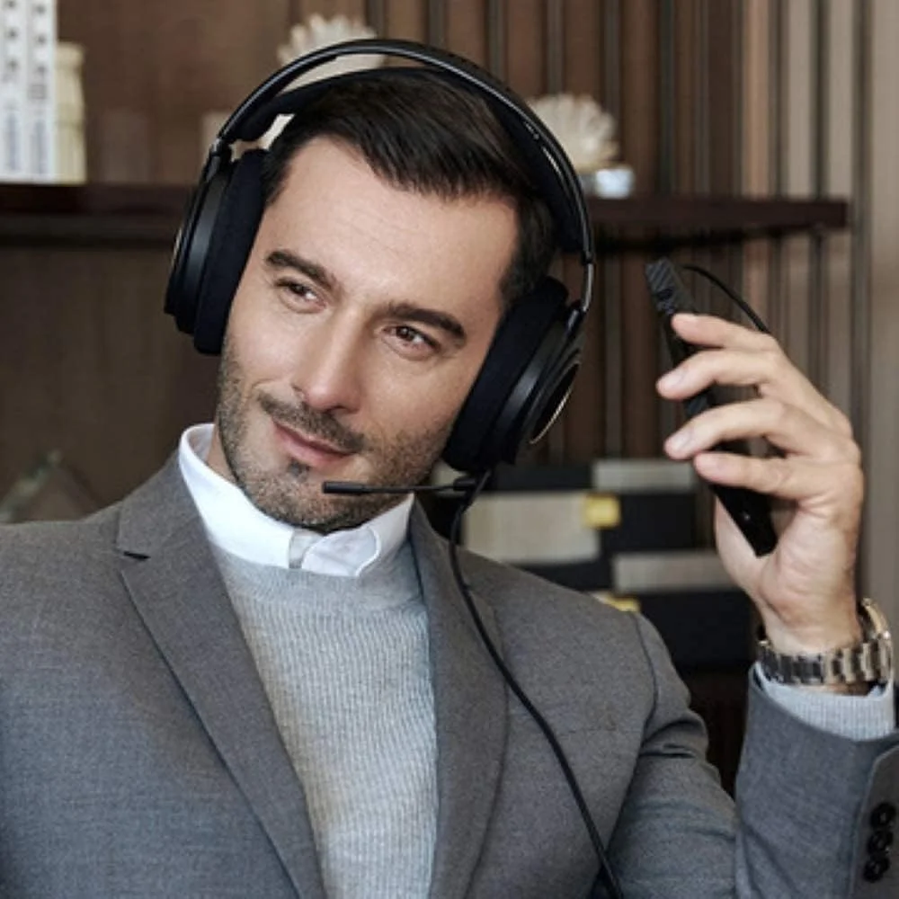 Philips Wired Headphones with Mic Open Back Over Ear Wired Headset SHP9600MB Black