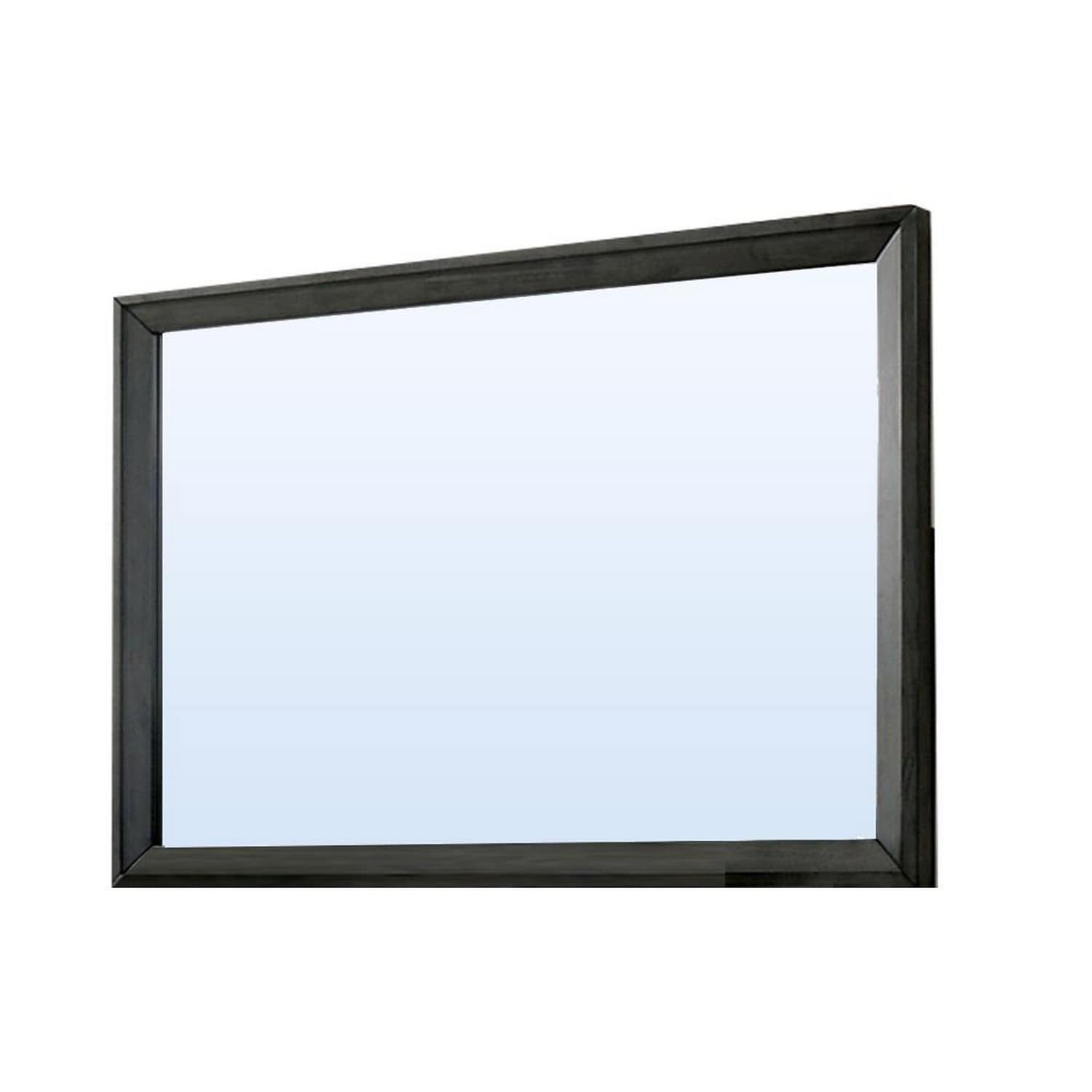 45 Inch Rectangular Wooden Frame Contemporary Mirror, Gray