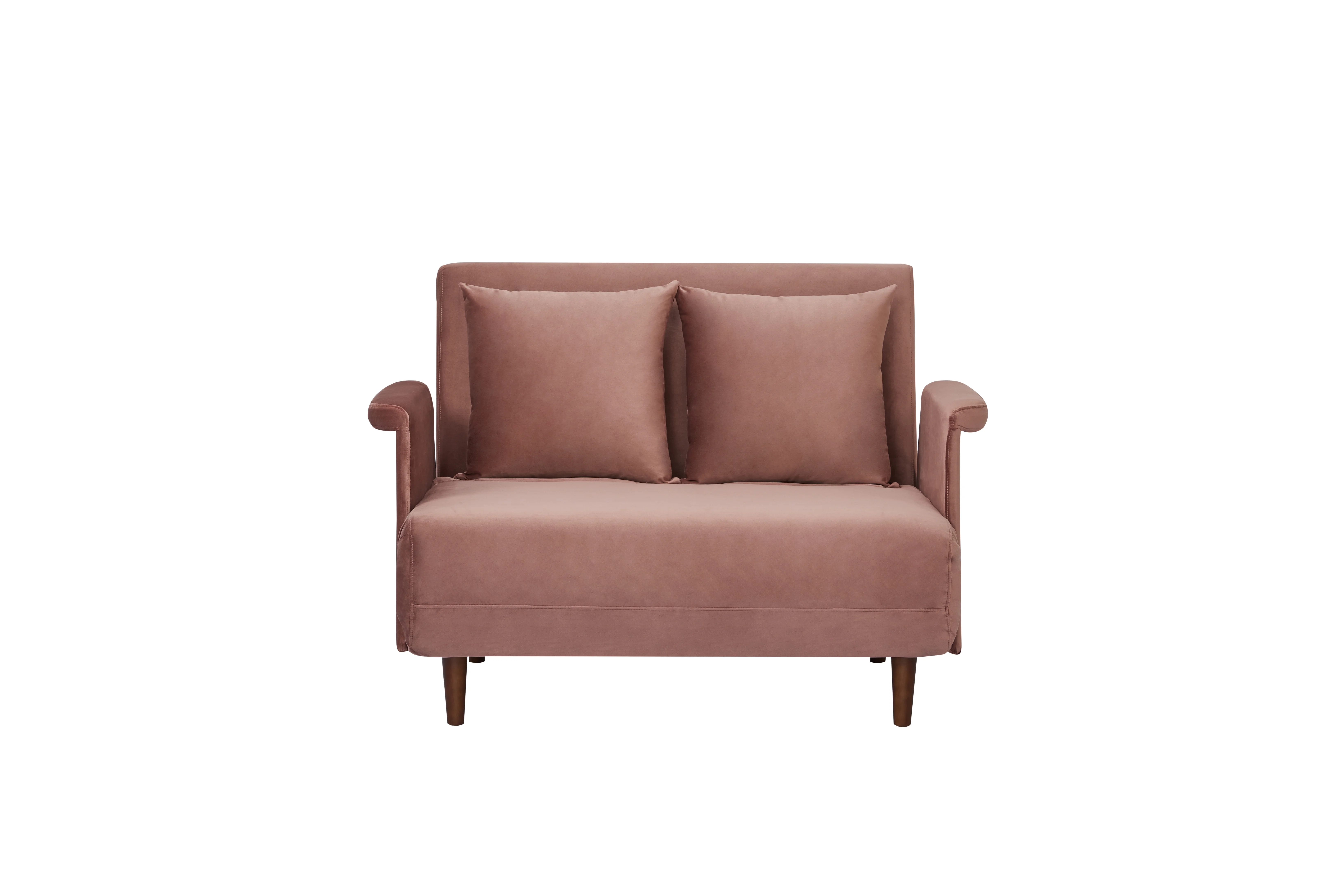 Artdeco Home Boston Velvet Convertible Loveseat Chair Bed, Pink Blush