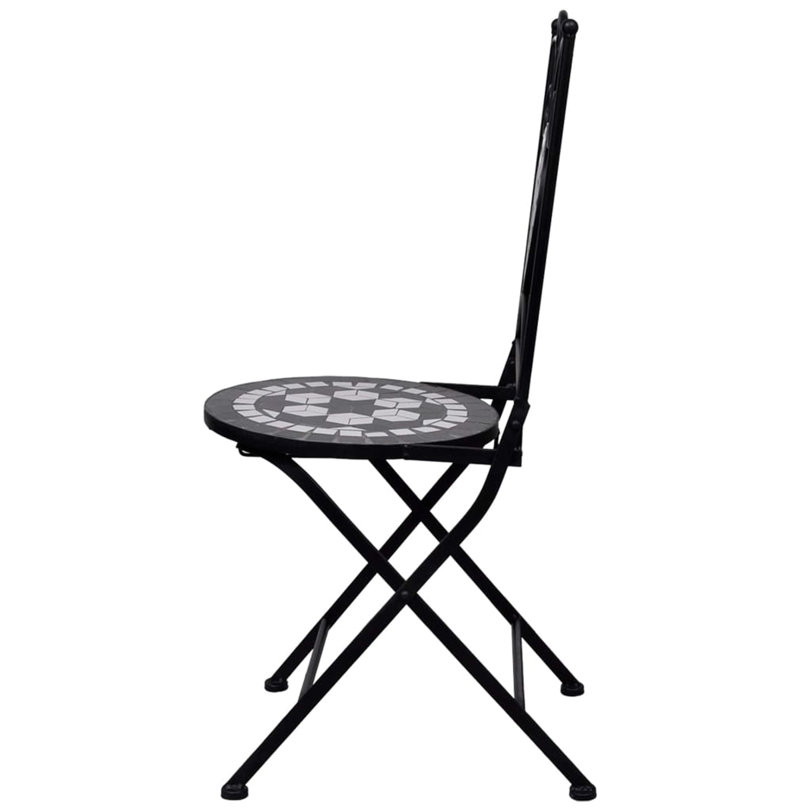 Suzicca 3 Piece Bistro Set Ceramic Tile Black and White
