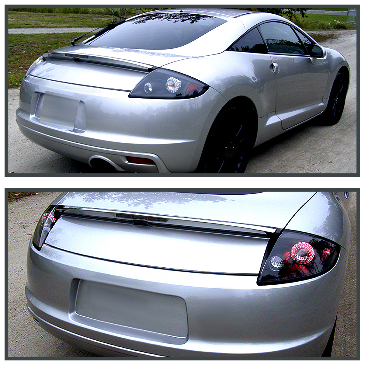 Spec-D Tuning Black Housing Clear Lens LED Tail Lights Compatible with 2006-2011 Mitsubishi Eclipse Left + Right Pair Assembly