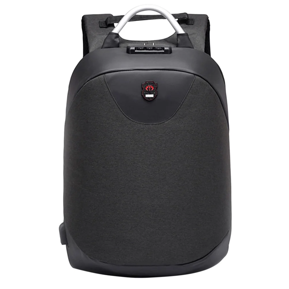 HEMOTON 15.6 Inch Laptop Backpack Bag Anti-theft Men Backpack USB Charging Waterproof Travel Rucksack Knapsack Password Lock (Black)