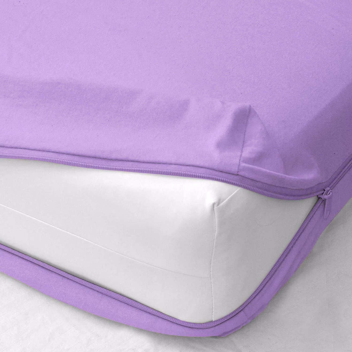 400 Thread Count - Zipper Fitted Sheet 1 Piece - 16 Inch Deep Pocket - Extra Soft & 100% Egyptian Cotton Bed Mattress Cover & Protectors with Zip Fastening - Lavender Solid, King Size.