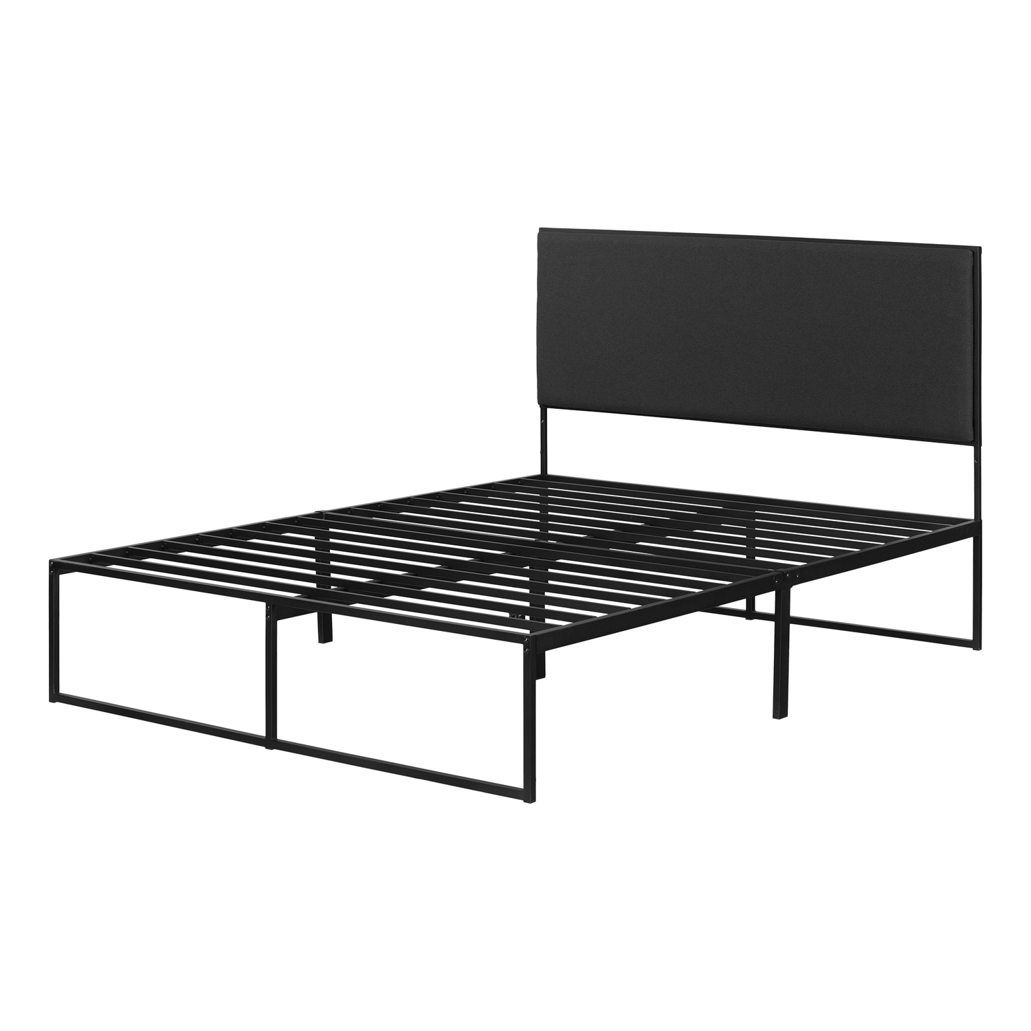 Maykoosh Antique Upholstered Metal Bed Gray And Pure Black