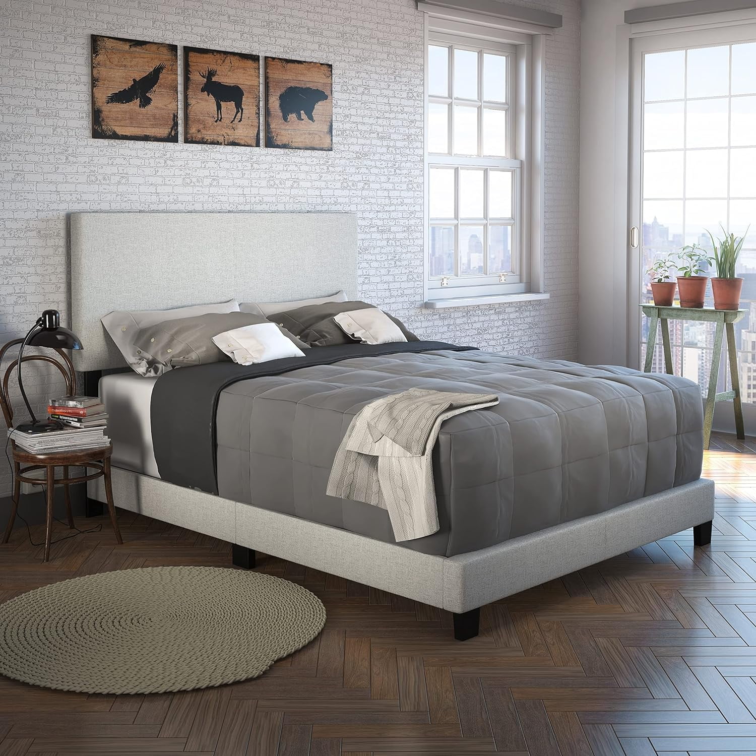 Tivoli Cream Linen Upholstered Platform Bedframe Storage Bed, Platform Bed King