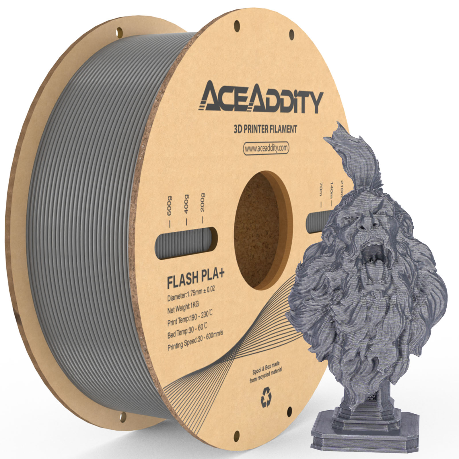 Aceaddity 3D printing supplies,2 Rolls Dimensional +/-0.02mm 2 Printer Pla+ 1.75mm Spool Suitable Most - Silver Eco-friendly Spool Of 3d Suitable Most Of 3d Material Eco-friendly 3d Hines