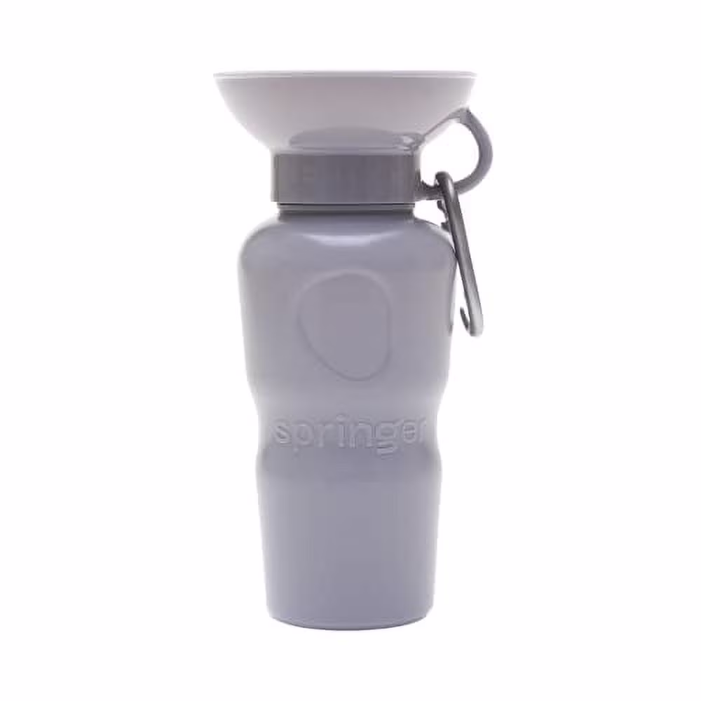 Springer Classic Travel Dog Water Bottle - As seen on Shark Tank - 22 oz Portable Water Bottle for Dogs with Patented Leak-Proof Design for Dog Walking, Hiking and Traveling, BPA-Free Materials (Grey)
