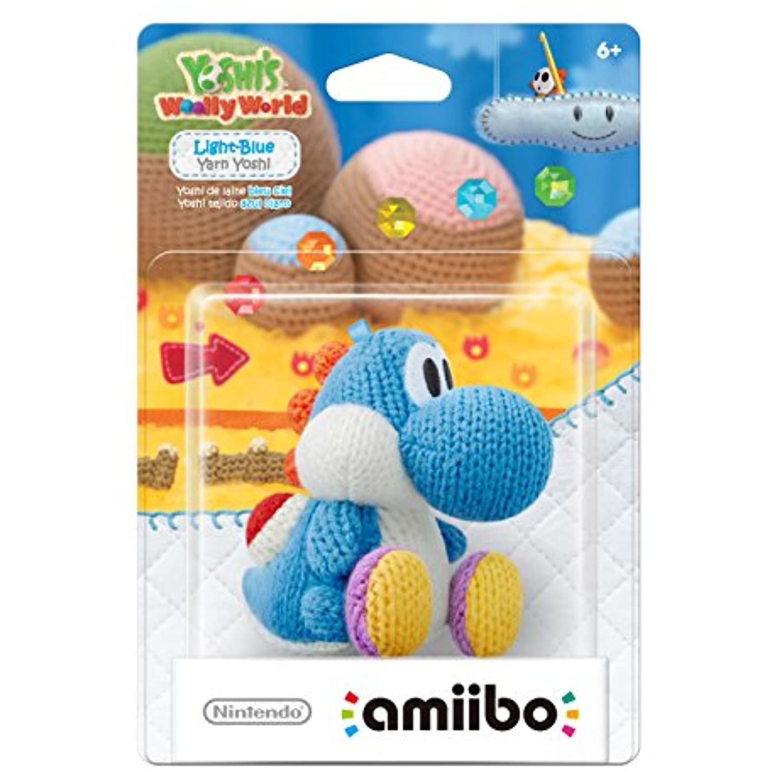 Light Blue Yarn Yoshi Amiibo (Yoshis Woolly World Series)