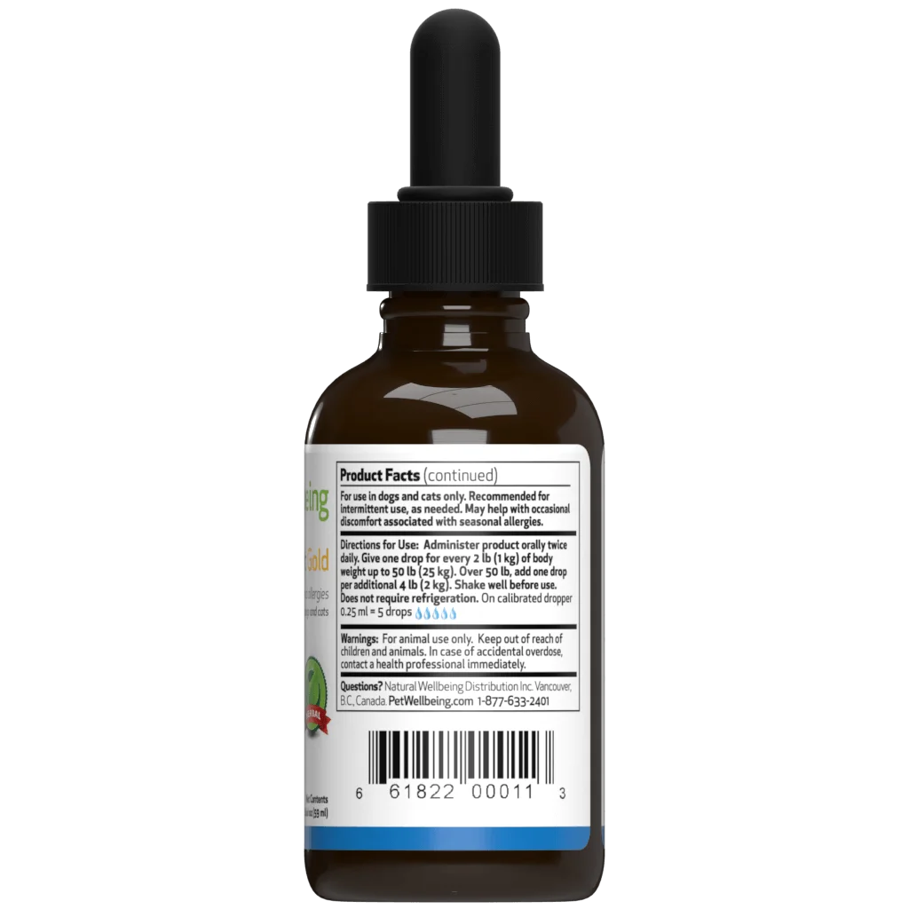 Pet Wellbeing Cat Allergy Remedy - Nettle-Eyebright Gold 2oz