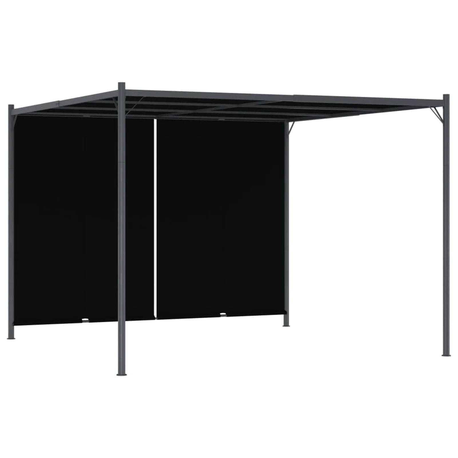moobody Pergola with Retractable Roof Anthracite Steel Frame Canopy Sun Shade Shelter for for Patio, Wedding, BBQ, Camping, Festival Events 118.1 x 118.1 x 88.6 Inches (L x W x H)