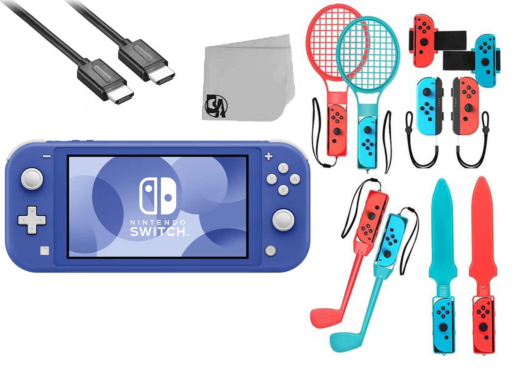 Nintendo Switch Lite Blue Bolt Axtion Bundle with Accessories Like New